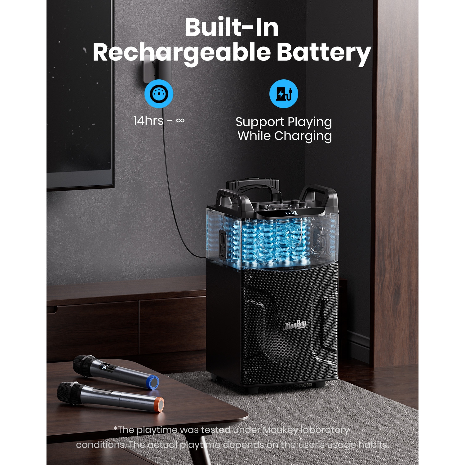 Machine à karaoké portative de 2 10 po et MTs10 haut-parleurs Bluetooth/2 micros de Moukey