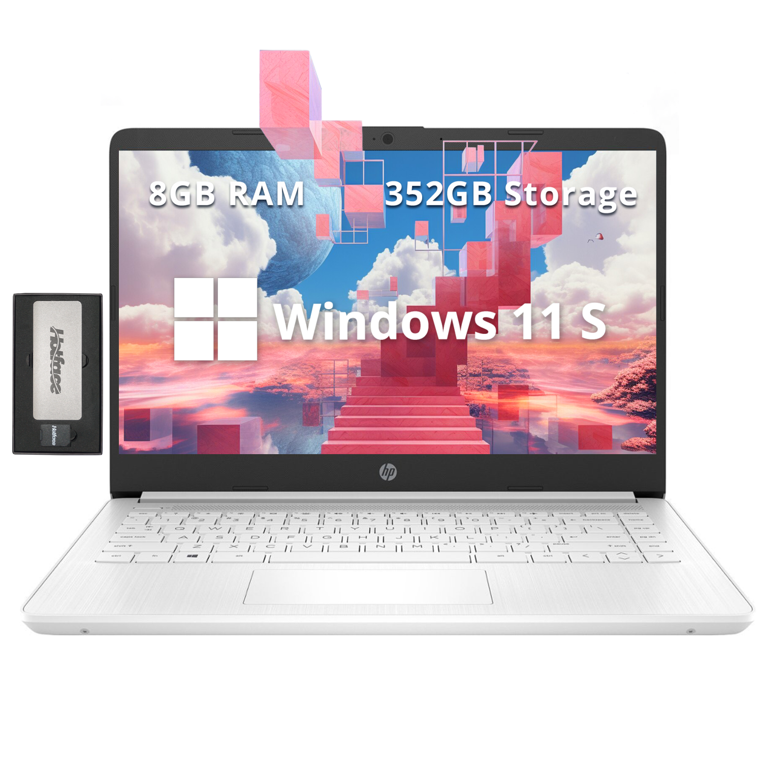 HP Premium Stream 14" HD BrightView Laptop, Intel Celeron N4120, 352GB Storage(64GB eMMC+288GB Docking Station Set), 8GB RAM, Intel UHD Graphics, 1