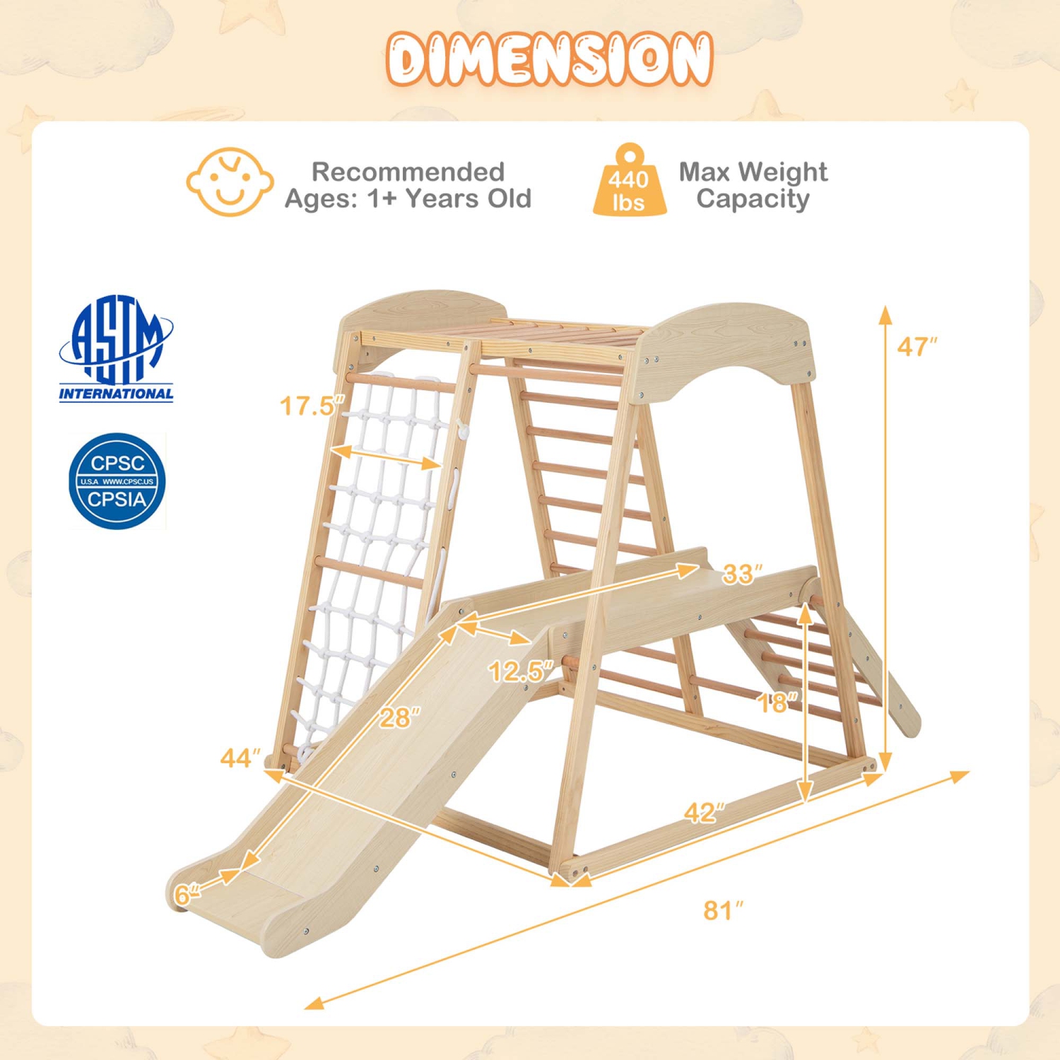 Ensemble de jeu d'escalade intérieur en bois 6-en-1 Jungle Gym de Costway pour enfants de 1 ans et plus