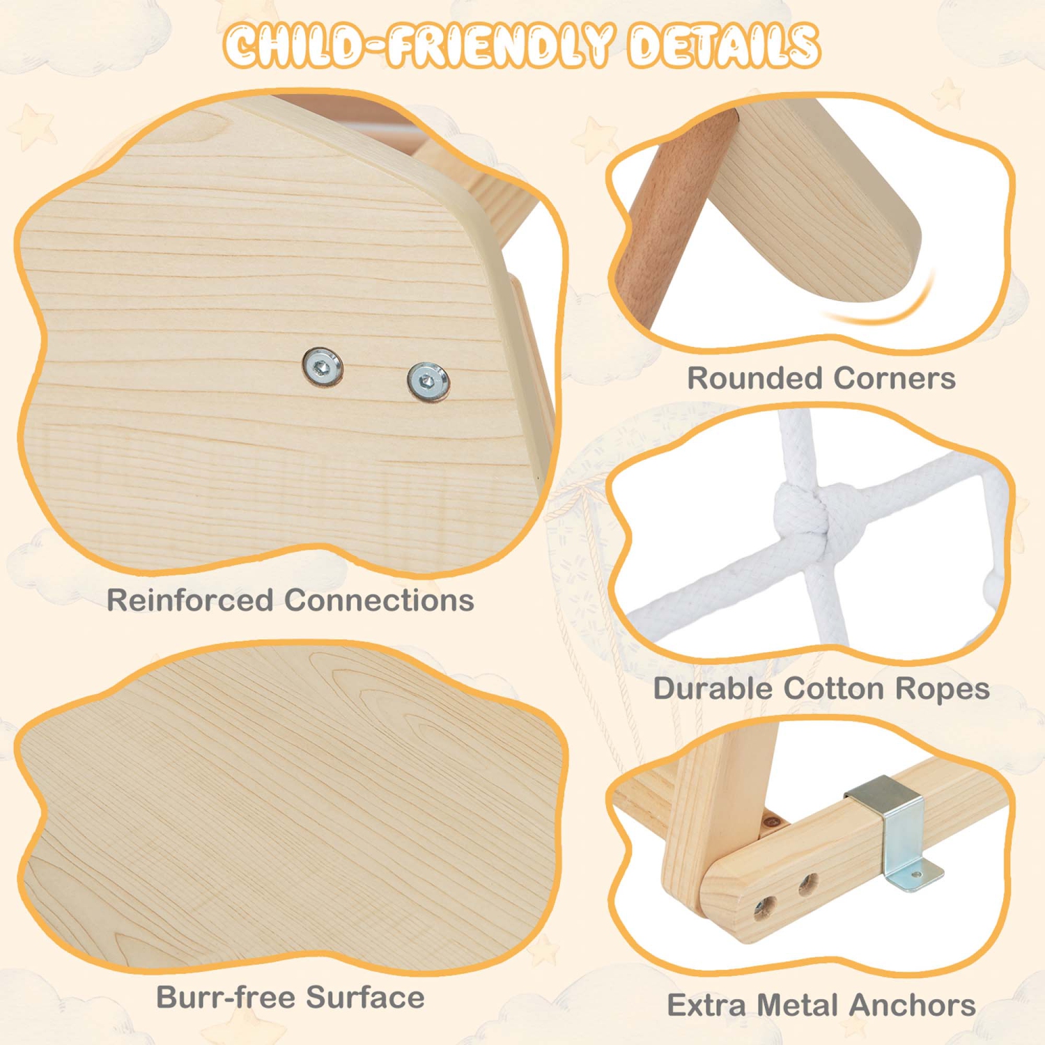 Ensemble de jeu d'escalade intérieur en bois 6-en-1 Jungle Gym de Costway pour enfants de 1 ans et plus