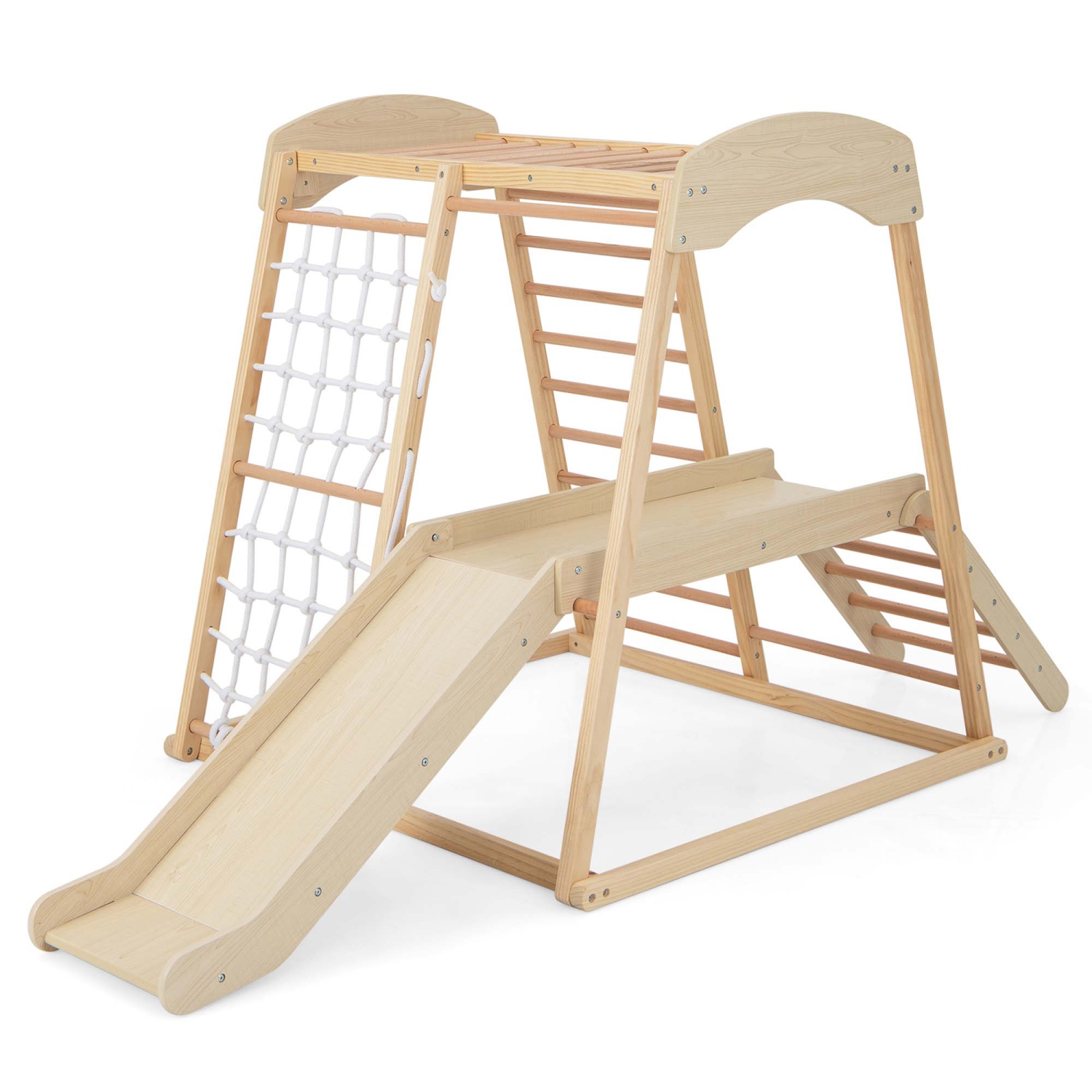 Ensemble de jeu d'escalade intérieur en bois 6-en-1 Jungle Gym de Costway pour enfants de 1 ans et plus