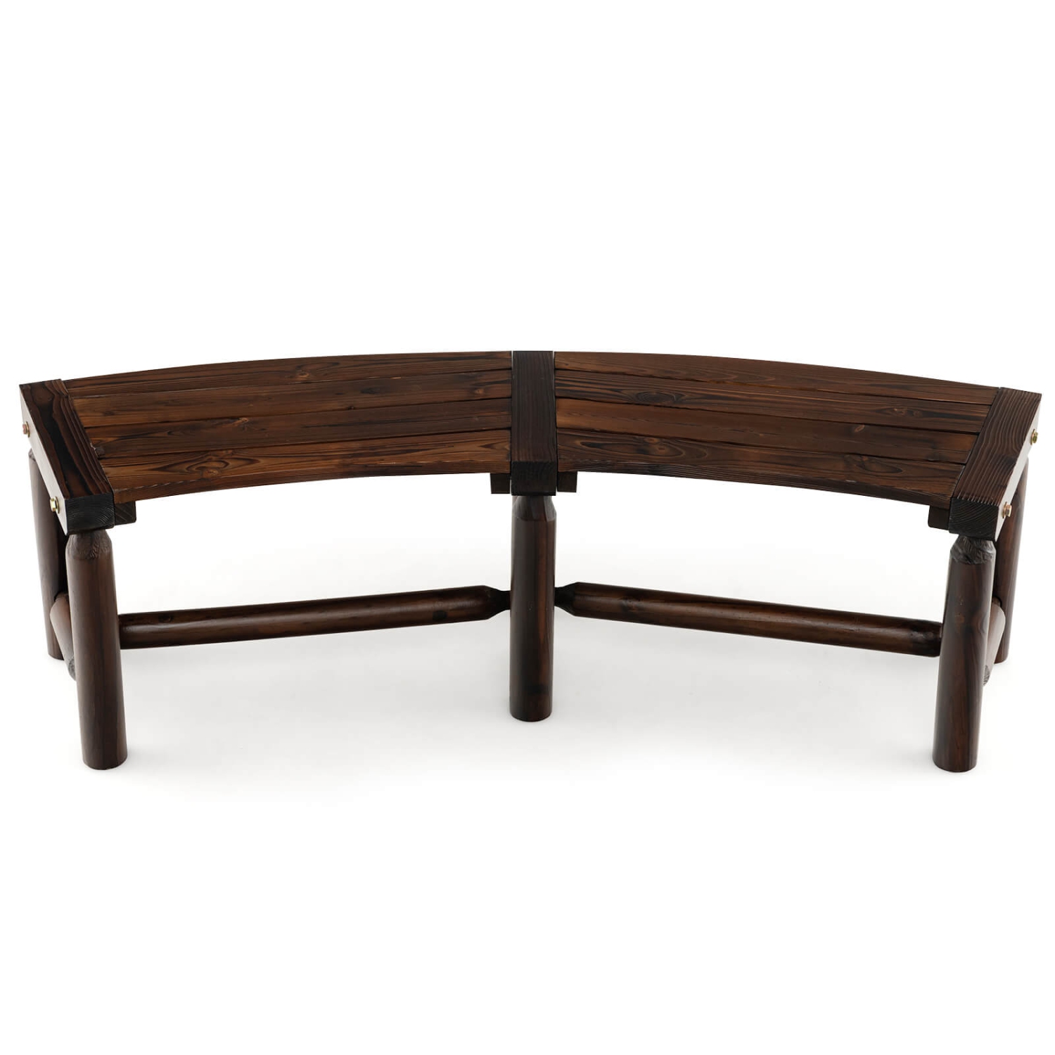 Costway Patio Curved Bench Carbonized Wood Dining Bench for Round Table 710 LBS Max Load