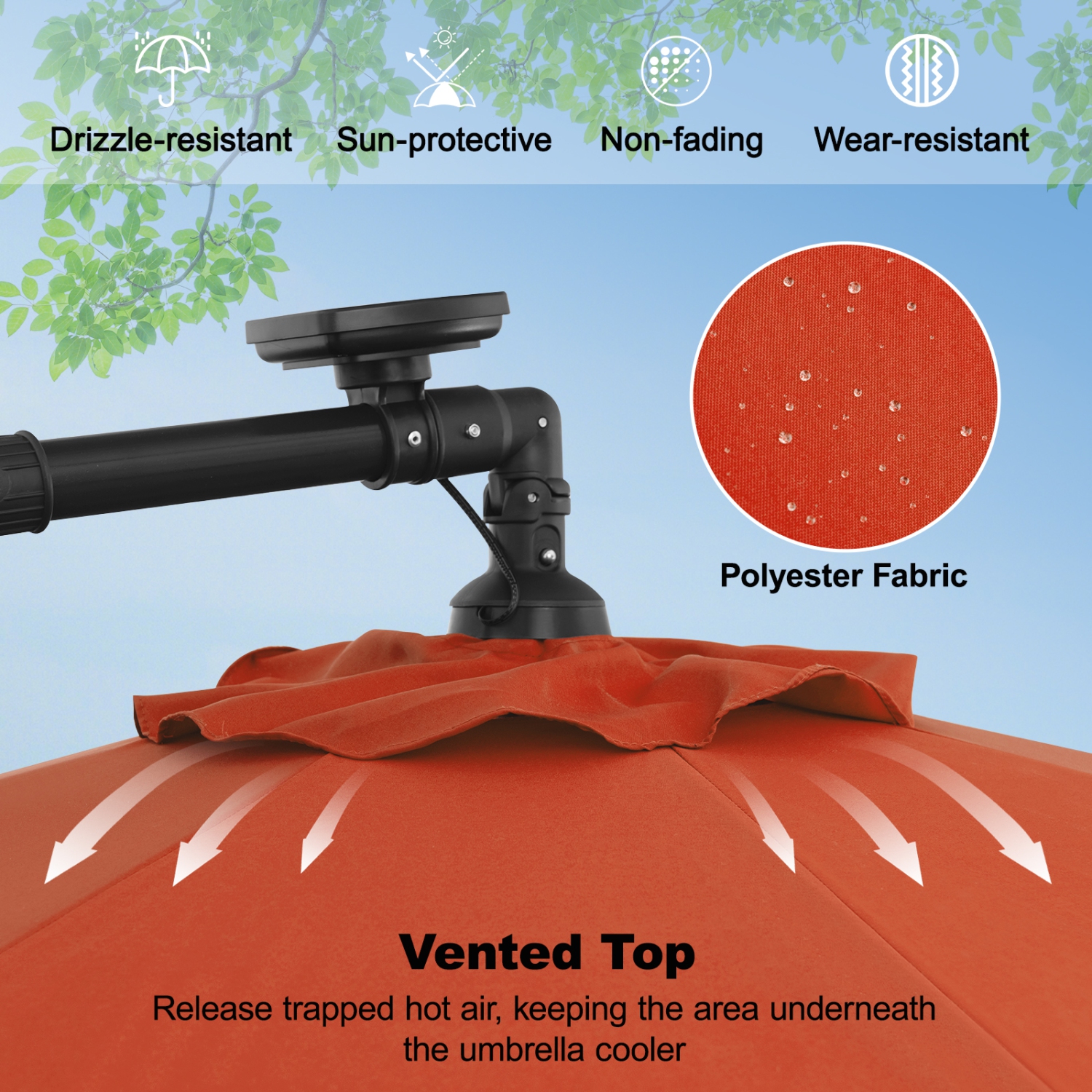 Costway 10 Ft Patio Solar LED Offset Umbrella 40 Lights Crank Cross Base