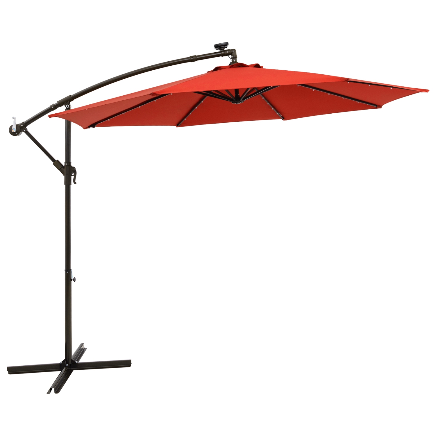 Costway 10 Ft Patio Solar LED Offset Umbrella 40 Lights Crank Cross Base