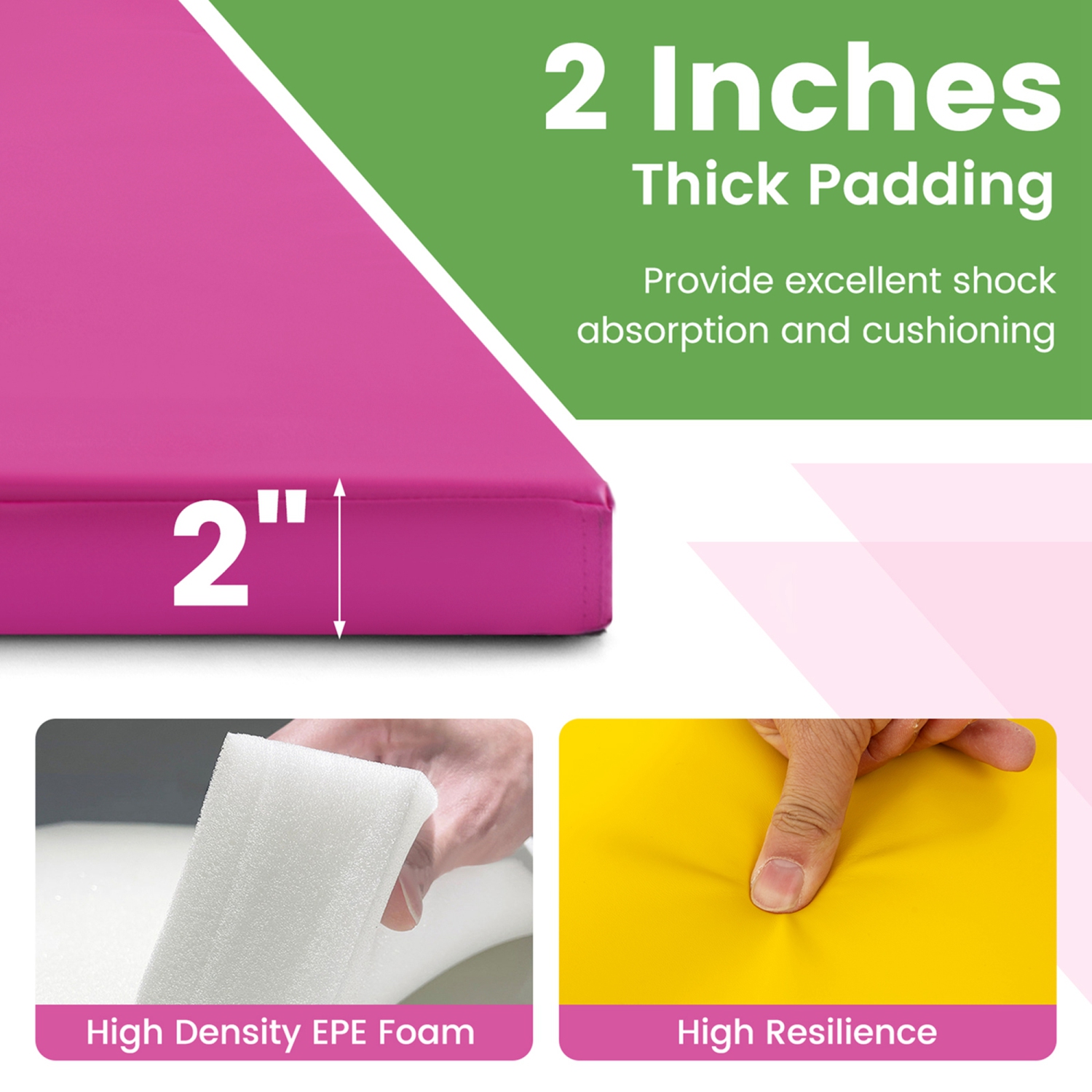 Costway 10' x 4' x 2" 4-Panel Folding Exercise Mat with Carrying Handles for Gym Yoga