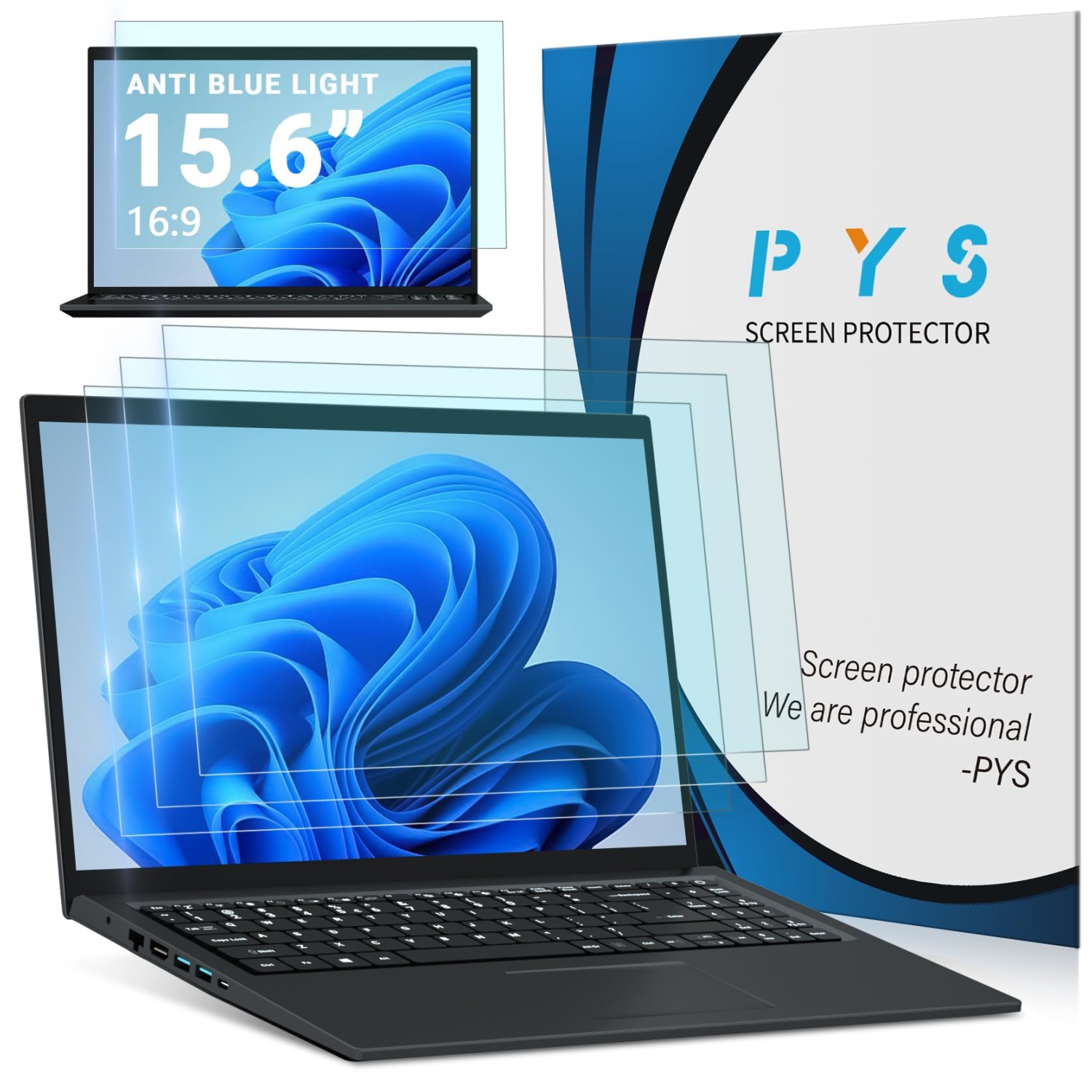 3-Pack 15.6 Inch 16:9 Laptop Screen Protector - Anti Blue Light and Anti Glare Filter, Laptop Screen Shield, Anti-Scratch, Anti-Fingerprint, Bubble