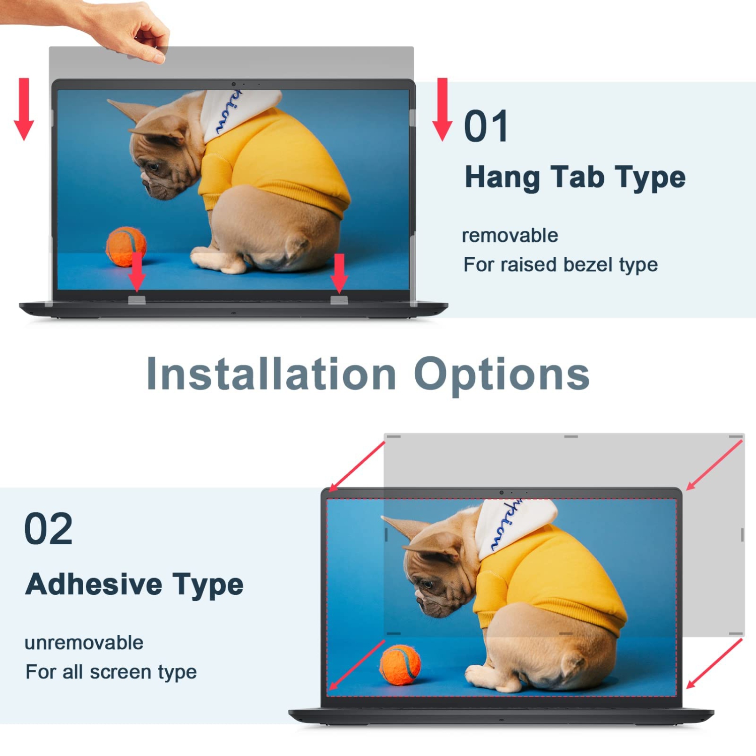 Laptop 14 inch Privacy Screen Filter for Hp/Dell/Thinkpad/Lenovo/Samsung/Asus/Sony, 16:9 Aspect Ratio Removable Anti Blue Light Glare Protector, 14