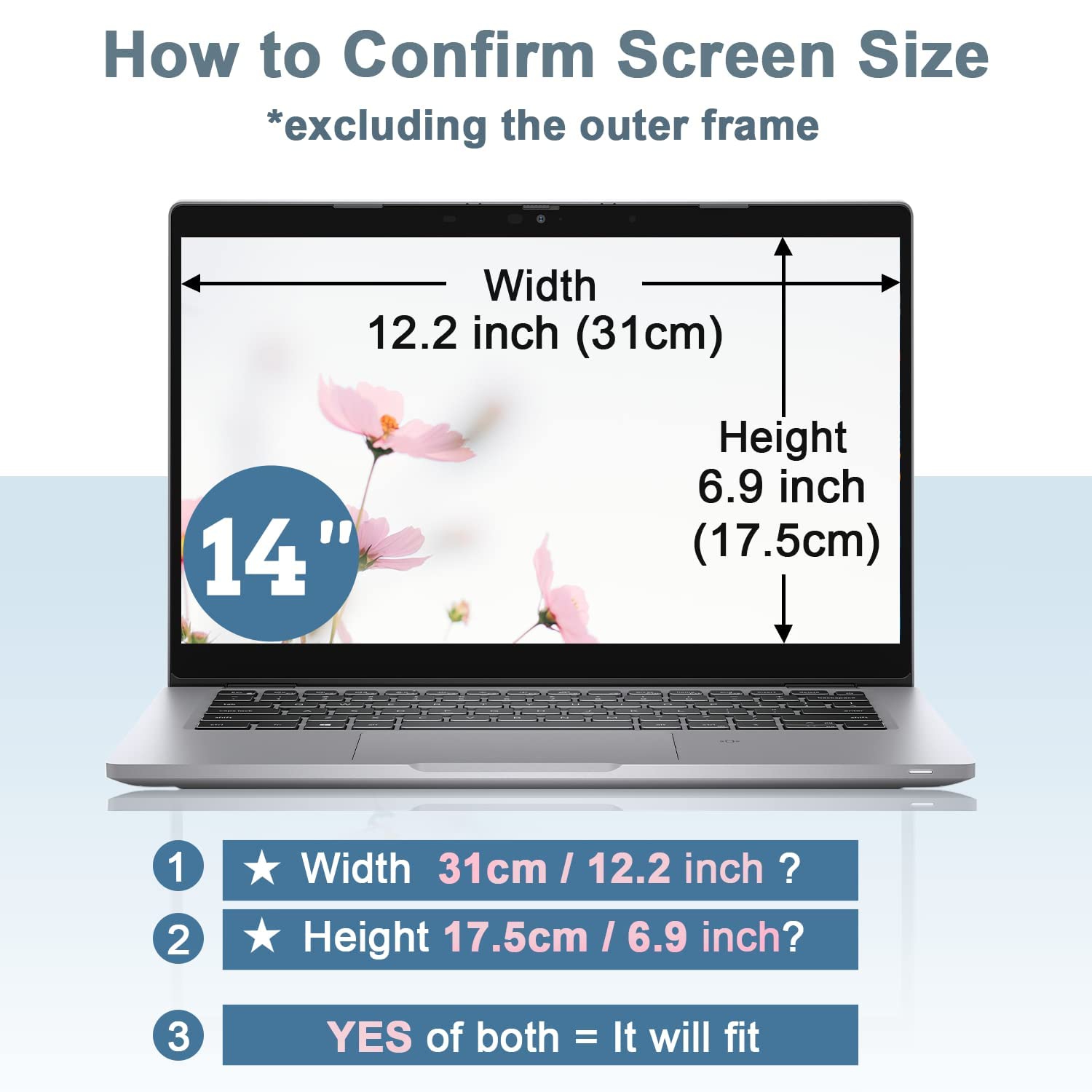 Laptop 14 inch Privacy Screen Filter for Hp/Dell/Thinkpad/Lenovo/Samsung/Asus/Sony, 16:9 Aspect Ratio Removable Anti Blue Light Glare Protector, 14