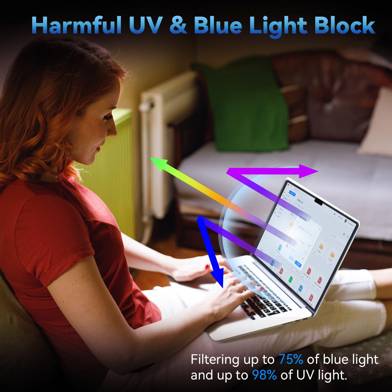 2 Pack Anti Blue Light Screen Protector Compatible With MacBook Air 13.6 Inch Model A2681, Eye Protection , Anti Glare Anti Scratch & Anti