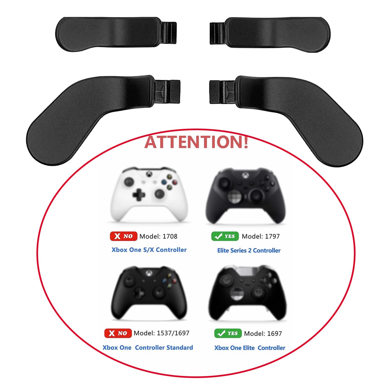 Replacement Back Paddles 4 pcs Metal Stainless Steel Trigger Locks for Xbox One Elite Controller Series 2 Xbox One Elite Back Buttons Accessories
