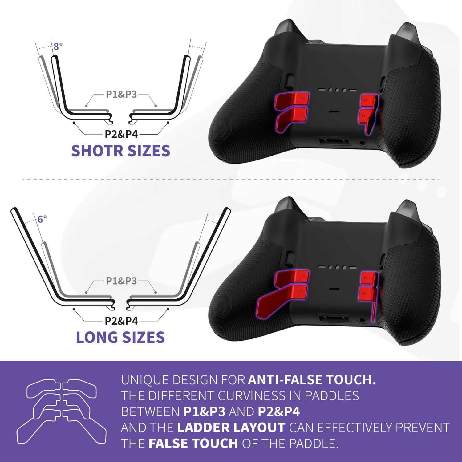 Paddles for Xbox Elite 1/2 Controller, 6 in 1 Metalic Scarlet Red Replacement Interchangeable Back Paddles for Xbox One Elite & Elite Series 2