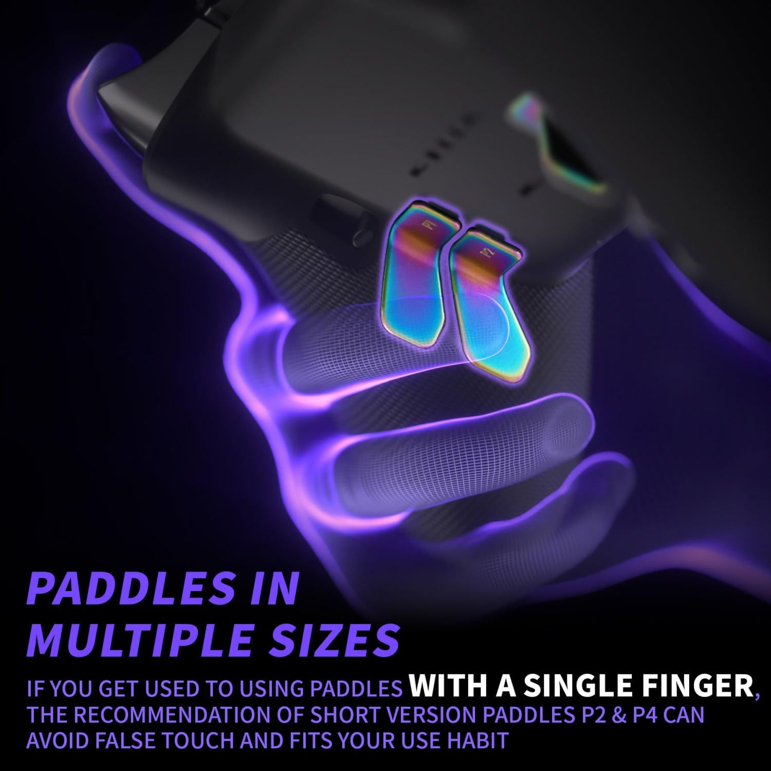 Palettes pour manette Xbox Elite 1/2, 6-en-1 Metallic Rainbow aura Bleu et violet de remplacement, palettes arrière interchangeables pour manette