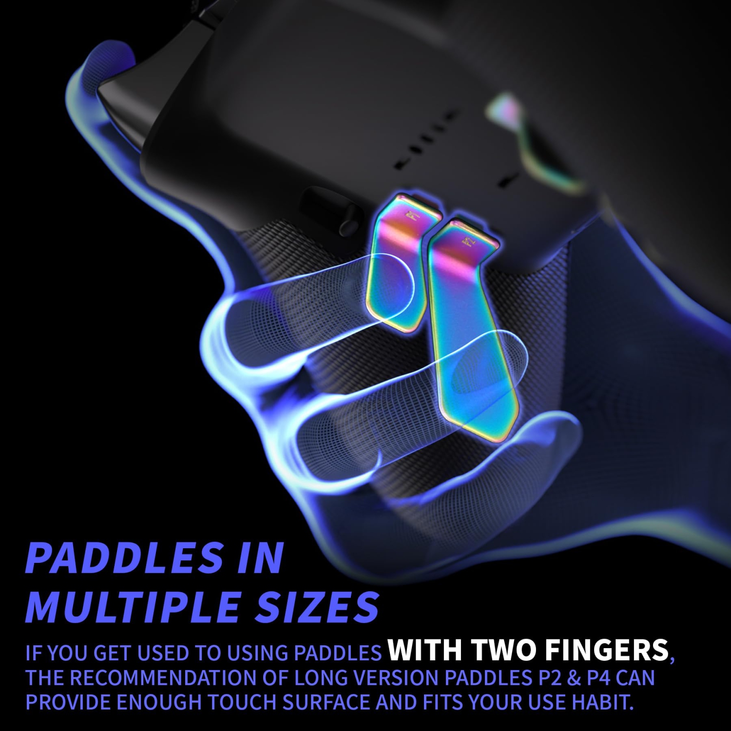 Palettes pour manette Xbox Elite 1/2, 6-en-1 Metallic Rainbow aura Bleu et violet de remplacement, palettes arrière interchangeables pour manette