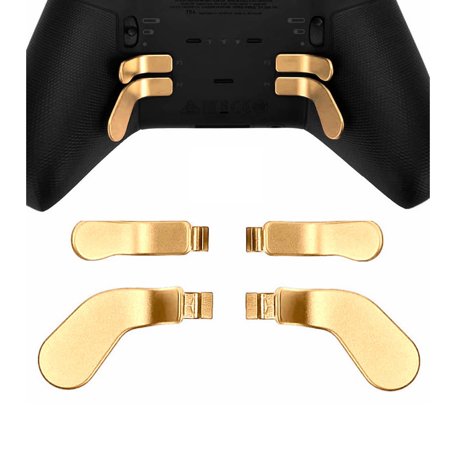 Replacement Back Paddles 4 pcs Metal Stainless Steel Trigger Locks for Xbox One Elite Controller Series 2 Xbox One Elite Back Buttons Accessories Gold