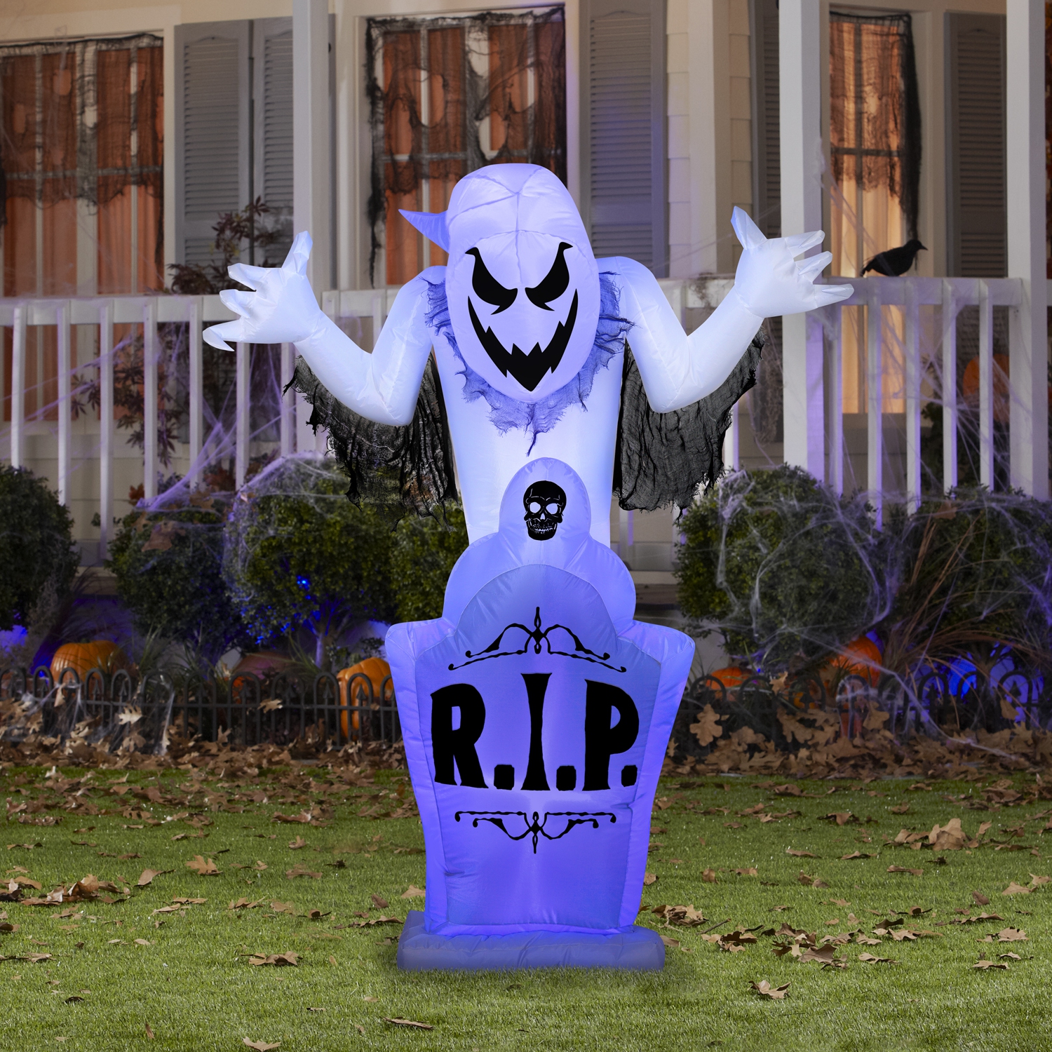 GEMMY INDUSTRIES Lightshow Airblown® Inflatable-ShortCircuit-Ghost and Tombstone Graveyard-MD Scene 60"