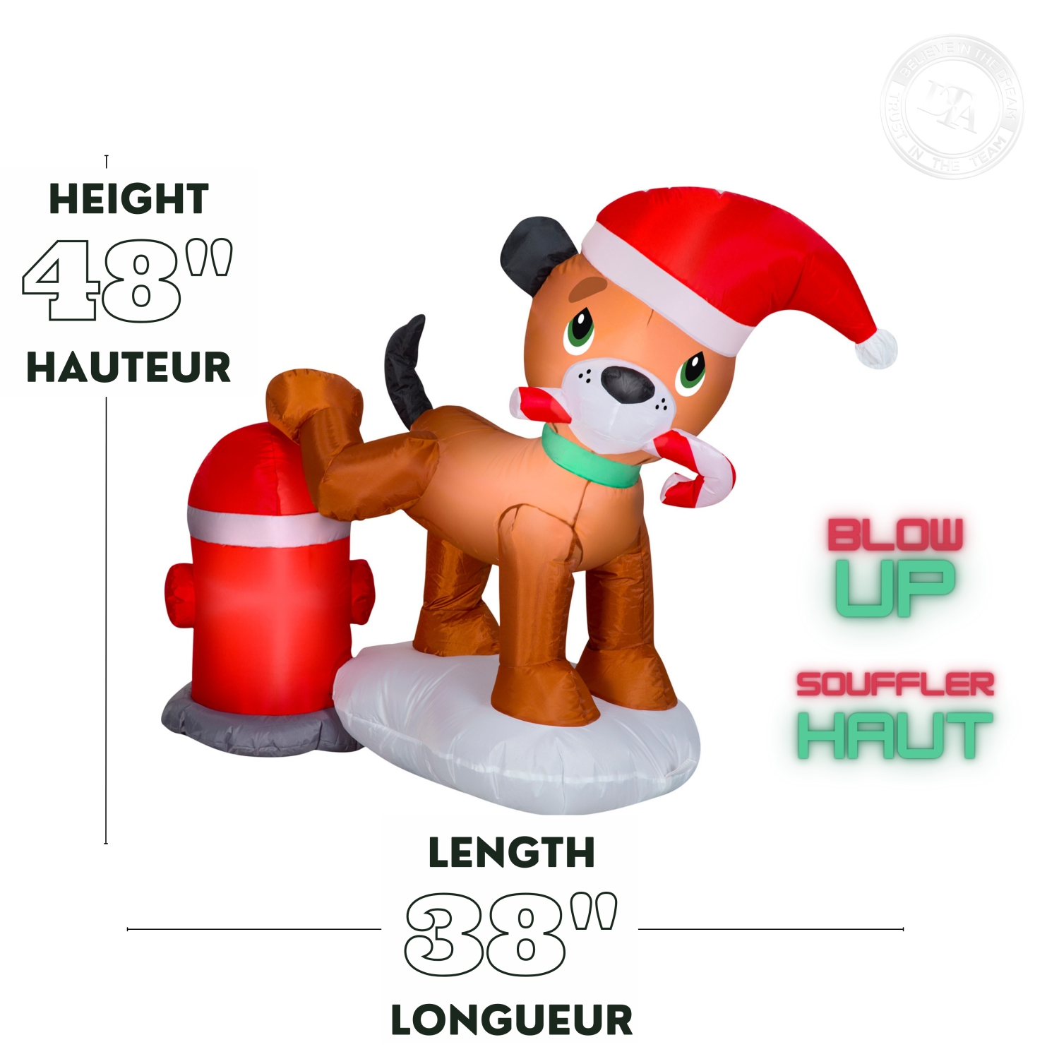 GEMMY INDUSTRIES Airblown® Inflatable Christmas-Dog and Fire Hydrant-SM Scene 48"