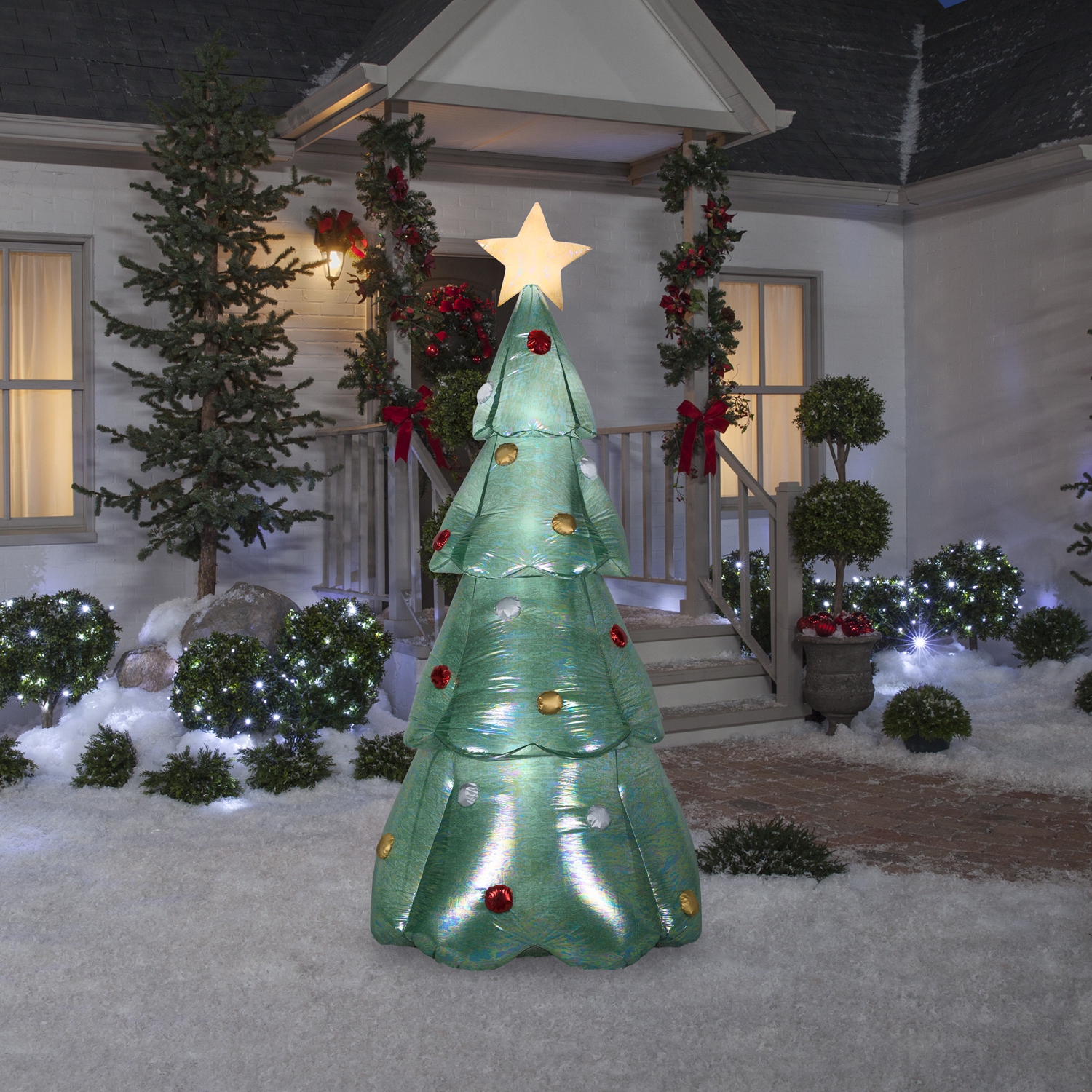 GEMMY INDUSTRIES Airblown® Inflatable -Mixed Media-Green Iridescent Christmas Tree-LG 90"