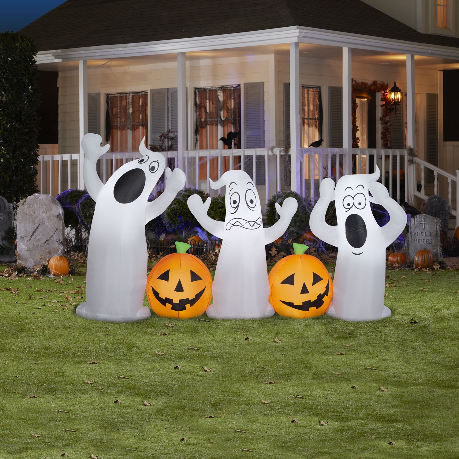 GEMMY INDUSTRIES Airblown® Inflatable Halloween-Pumpkin and Ghost Collection Scene 60" x 108"