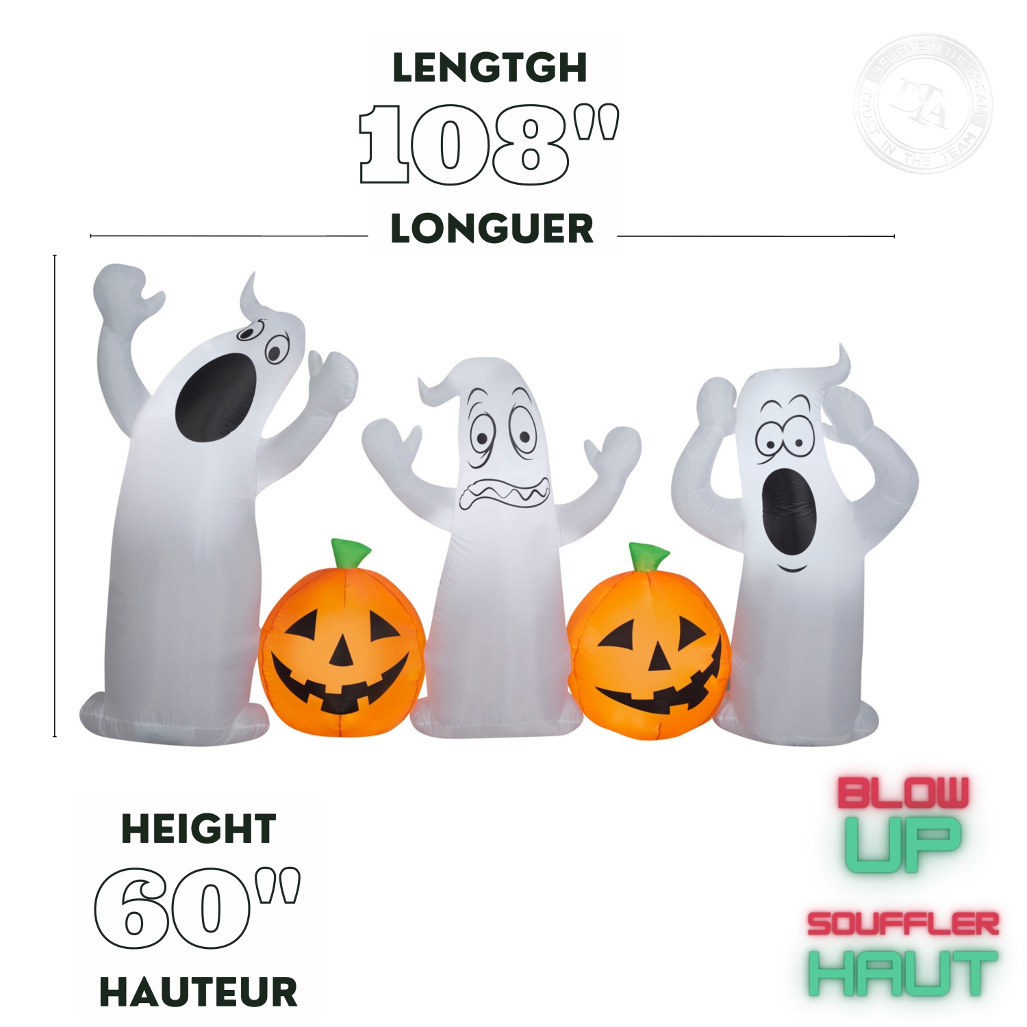 GEMMY INDUSTRIES Airblown® Inflatable Halloween-Pumpkin and Ghost Collection Scene 60" x 108"