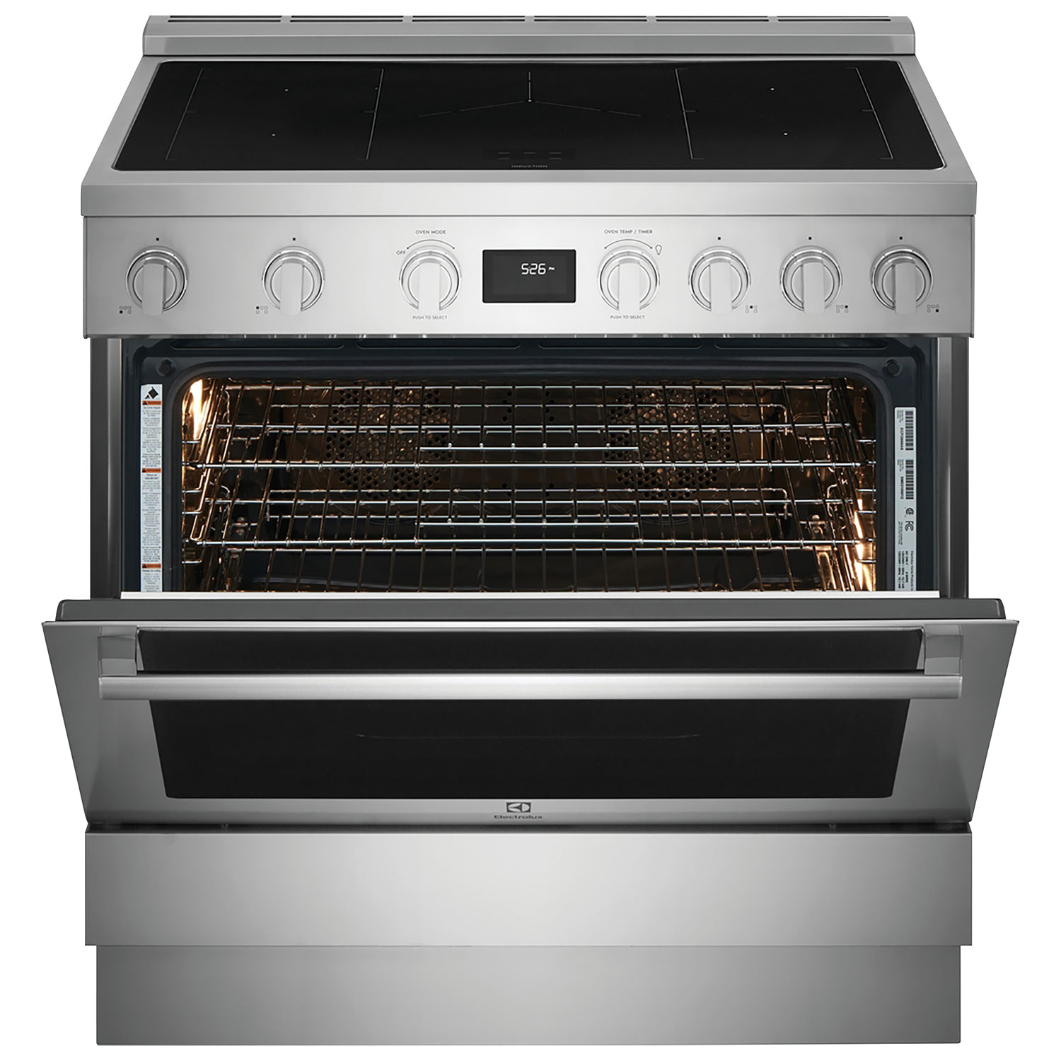 Cuisinière à induction autonome à 5 éléments avec convection véritable 4,4 pi³ 36 po d'Electrolux - Inox
