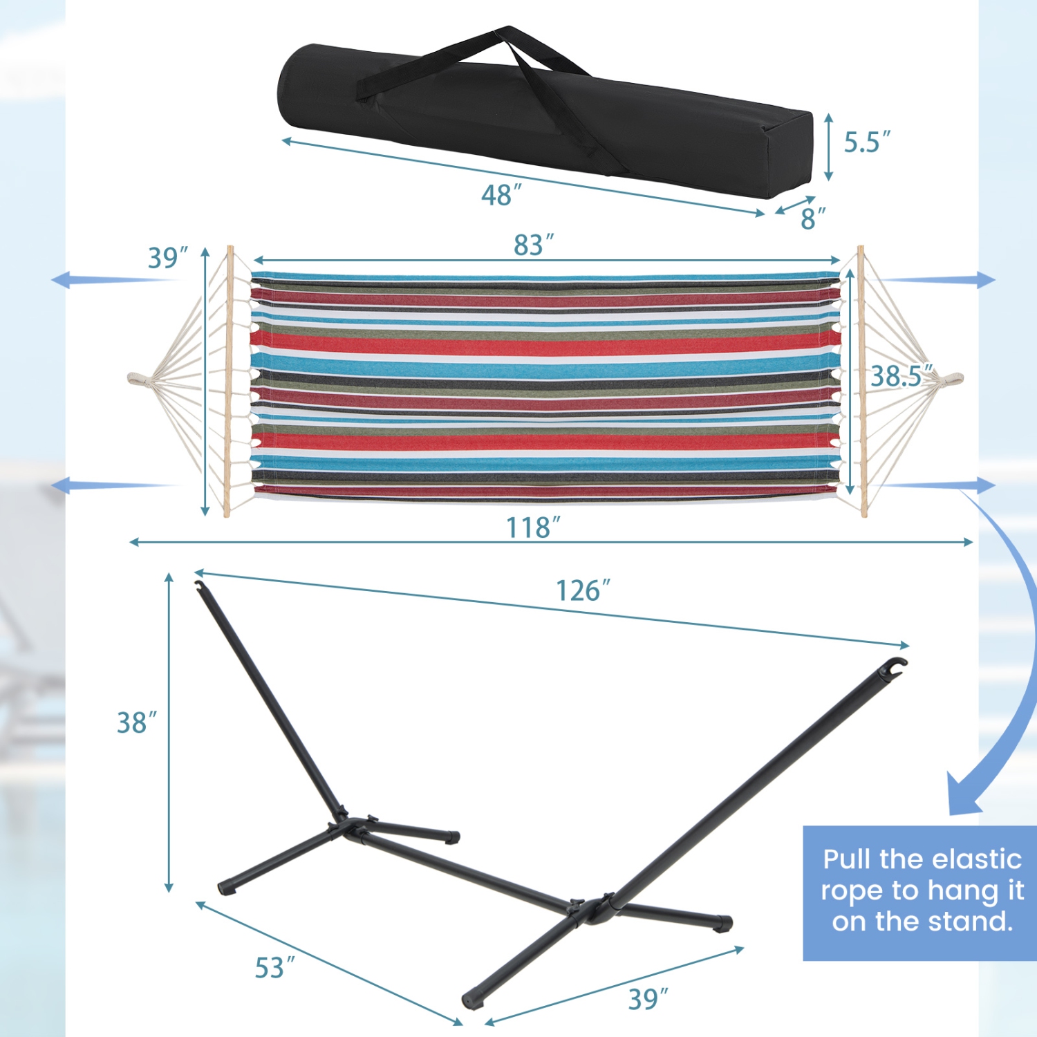 Support robuste 10,5FT de Costway avec hamac portatif, support et étui de transport pour le jardin