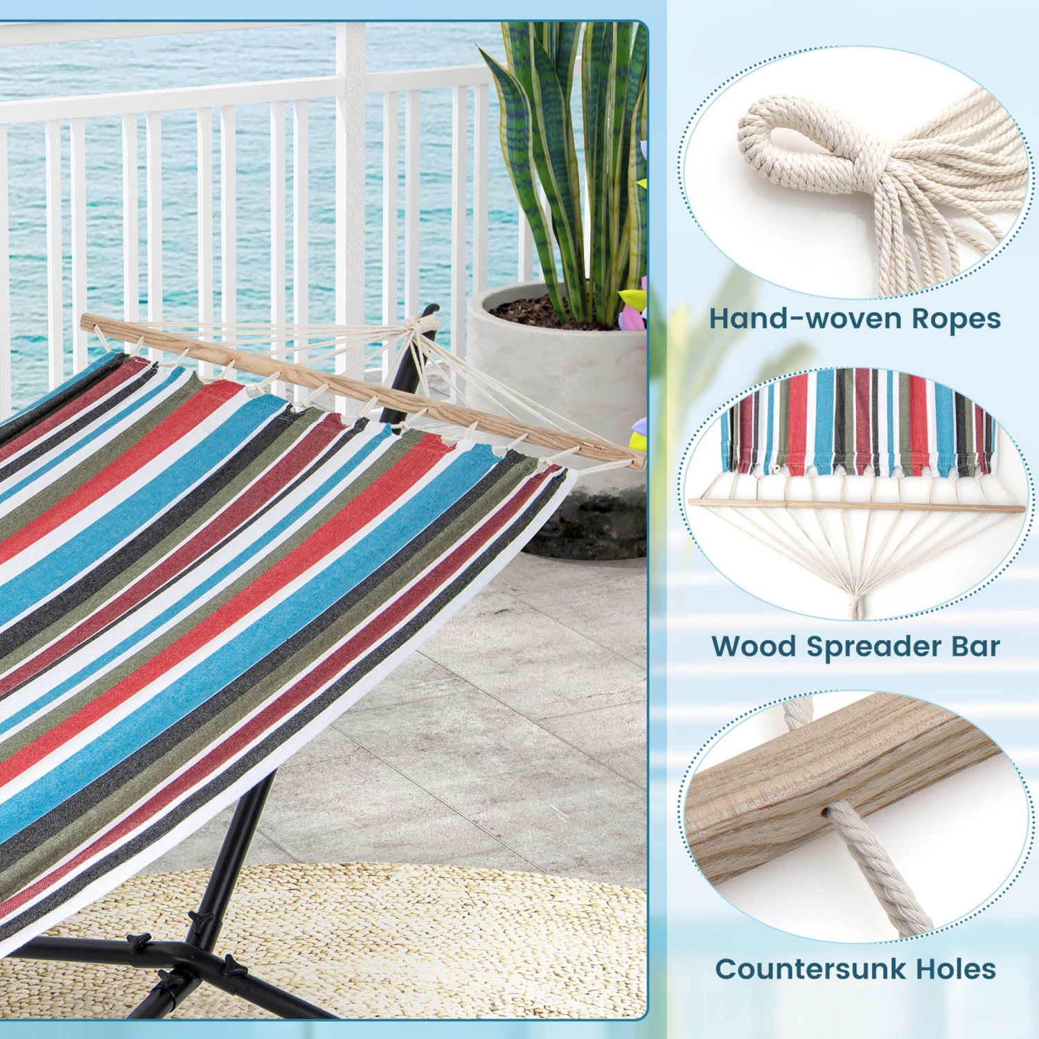 Support robuste 10,5FT de Costway avec hamac portatif, support et étui de transport pour le jardin