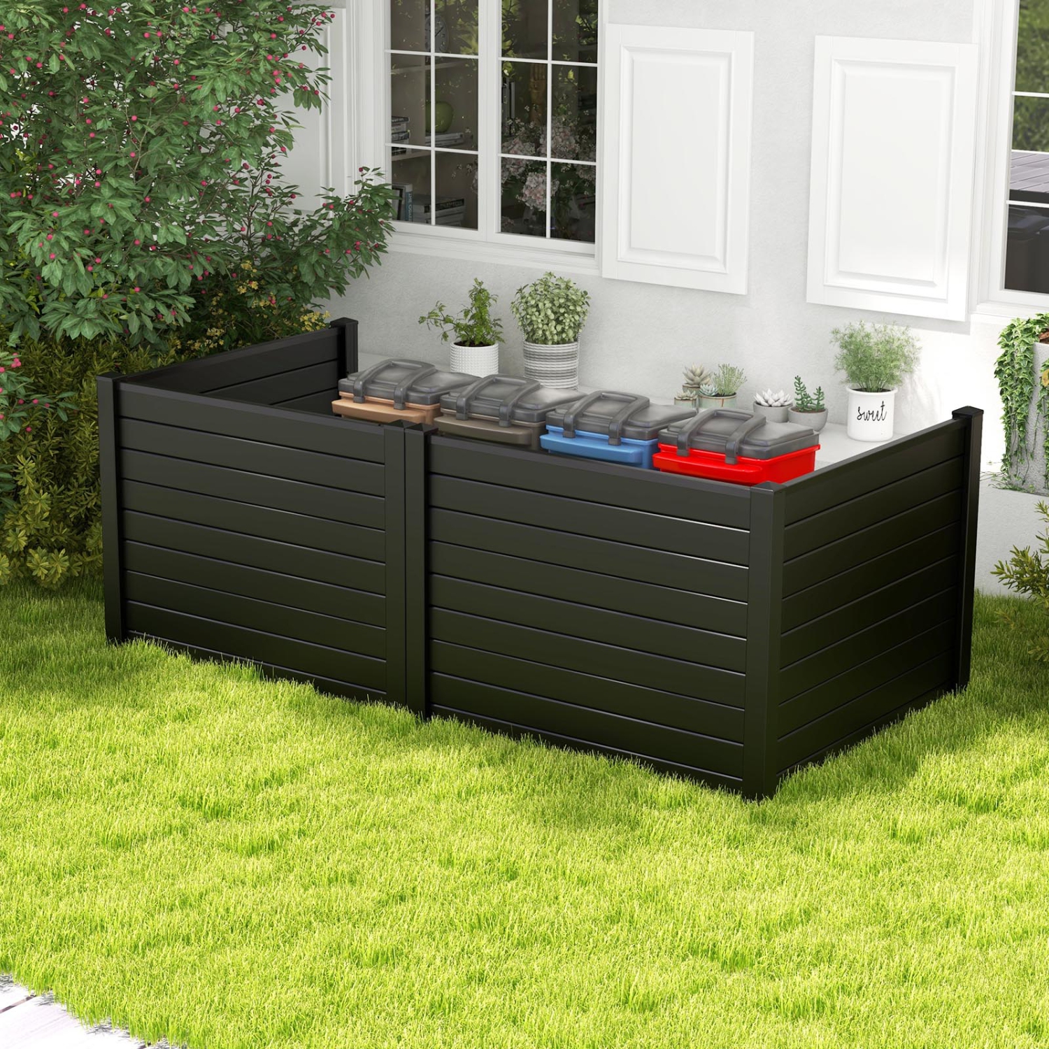 Costway 48"L x 37.5"H Air Conditioner Fence Screen Panel Kit with 3 Ground Stakes