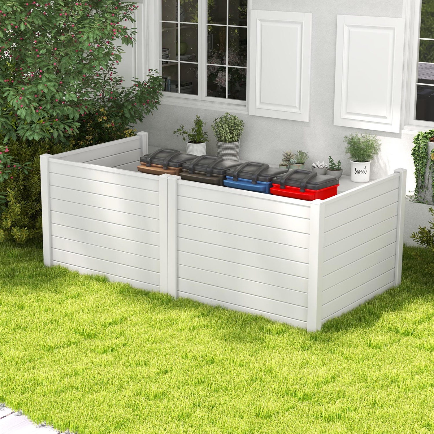 Costway 48"L x 37.5"H Air Conditioner Fence Screen Panel Kit with 3 Ground Stakes