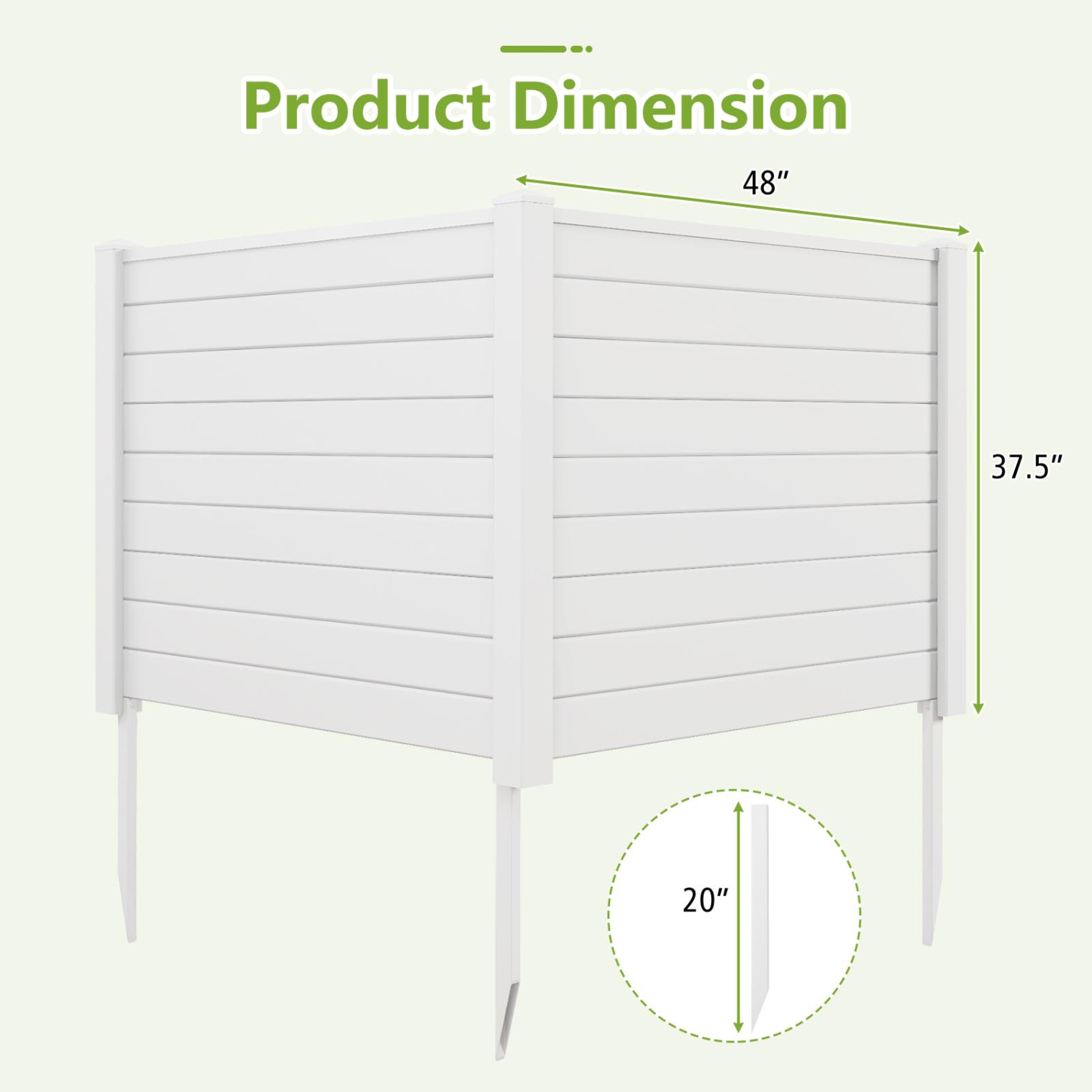 Costway 48"L x 37.5"H Air Conditioner Fence Screen Panel Kit with 3 Ground Stakes