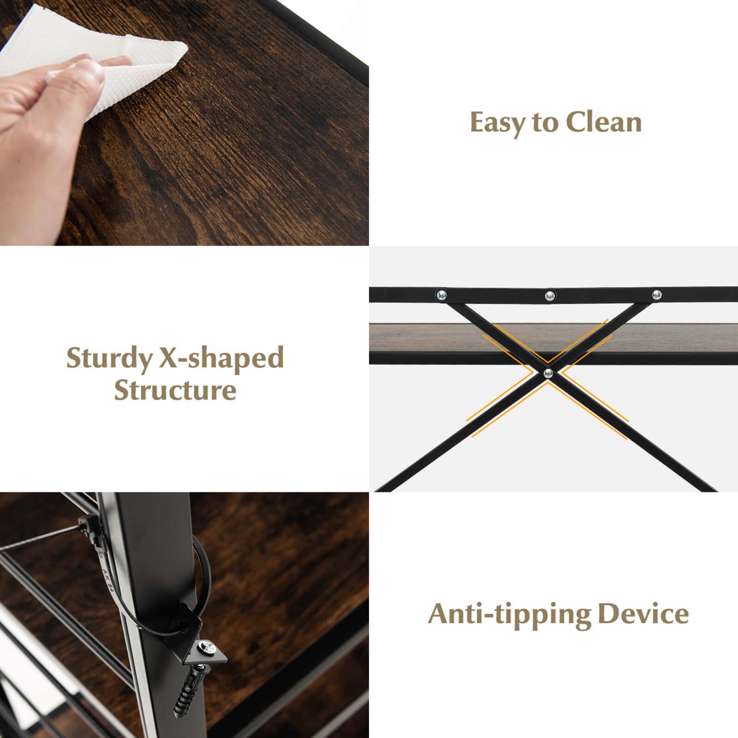 Costway 5-Tier Folding Shelf Free DIY Design Shelving Unit with 4 Universal Wheels Kitchen