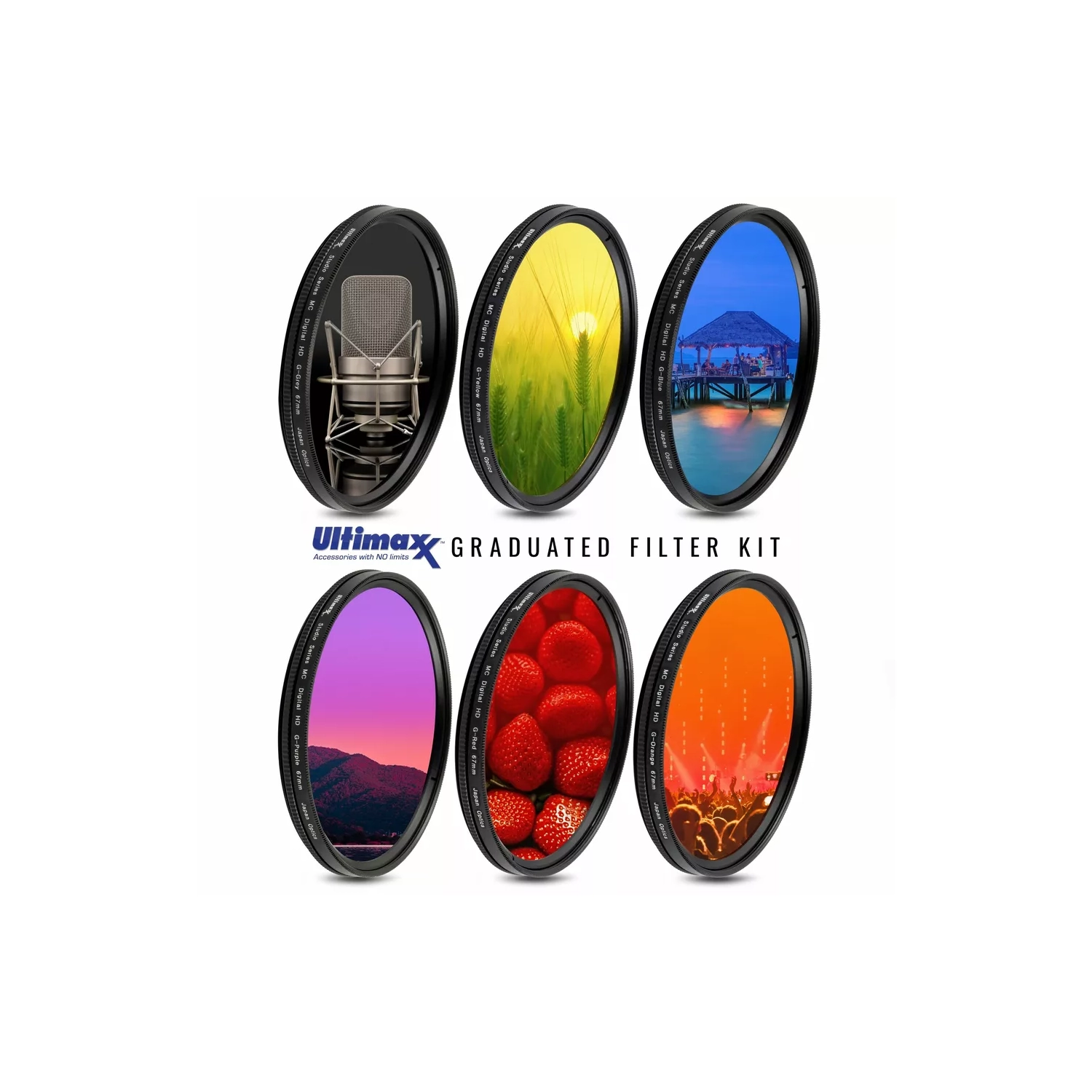 Ensemble de filtres couleur Professional graduel de 6 pièces 49&nbsp;mm avec étui-portefeuille protecteur