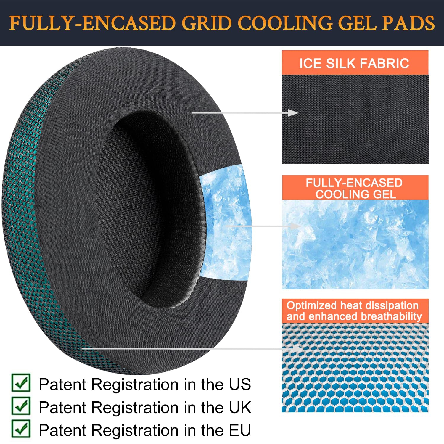 Cooling Gel Replacement Ear Pads Cushions for Beats Studio 2 & Studio 3 Wired & Wireless Headphones, Earpads with High-Density Noise Isolation Foam,