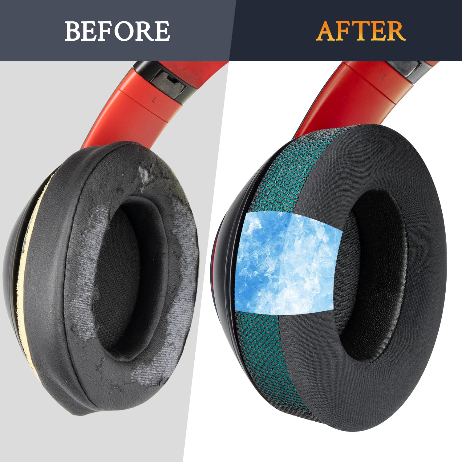 Cooling Gel Replacement Ear Pads Cushions for Beats Studio 2 & Studio 3 Wired & Wireless Headphones, Earpads with High-Density Noise Isolation Foam,