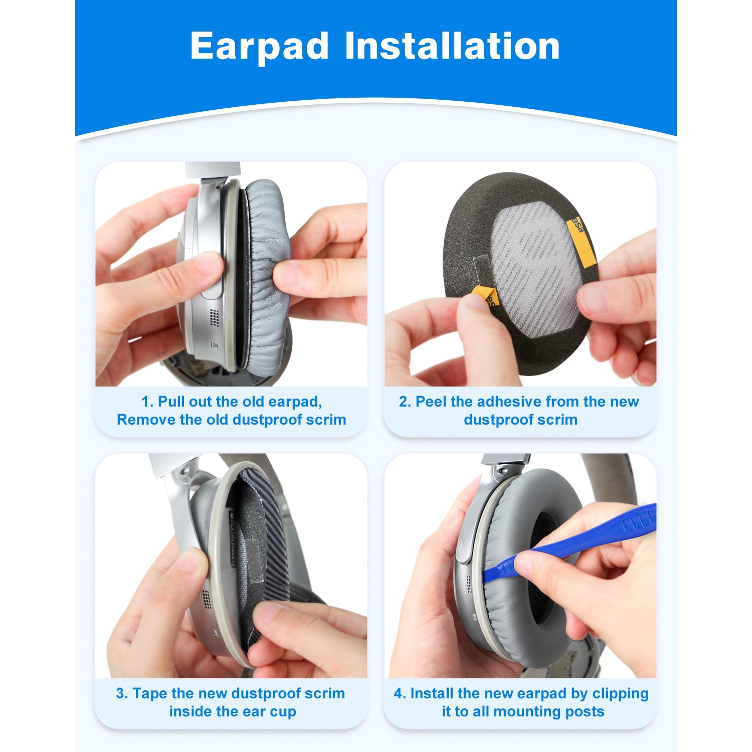 Ensemble de coussinets d'oreilles de remplacement en cuir protéiné Quiet Comfort 35 de Bose pour QC 35/25/15 QC2/AE2/AE2i/Ae2&nbsp;W/Sound Link/Sound