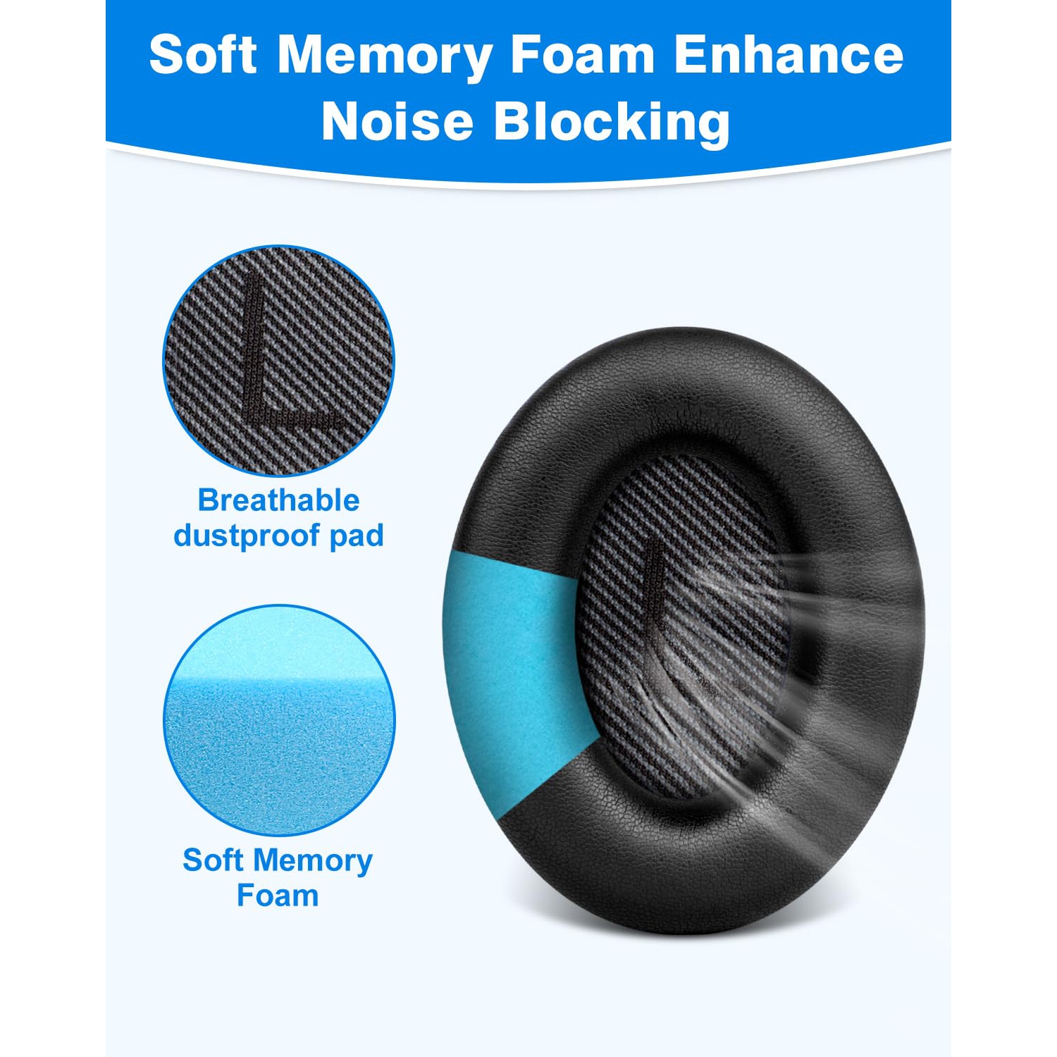 Bose Replacement Ear Pad by Protein Leather Quiet Comfort 35 Replacement Ear Cushions Kit for Bose QC 35/25 / 15 QC2 / Ae2 / Ae2i / Ae2W / Sound