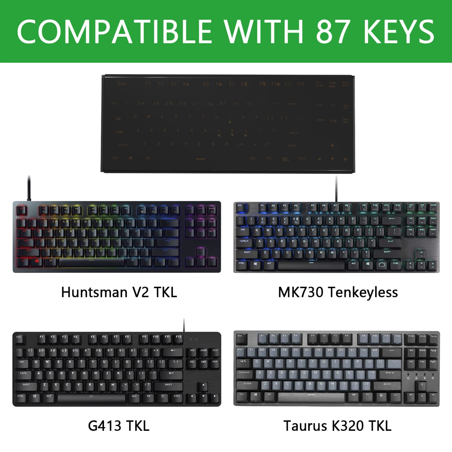 Tenkeyless TKL Keyboard Dust Cover, Acrylic Keypads Cover for 80% Compact 87 Key Computer Mechanical Gaming Wireless Keyboard, Compatible with Razer