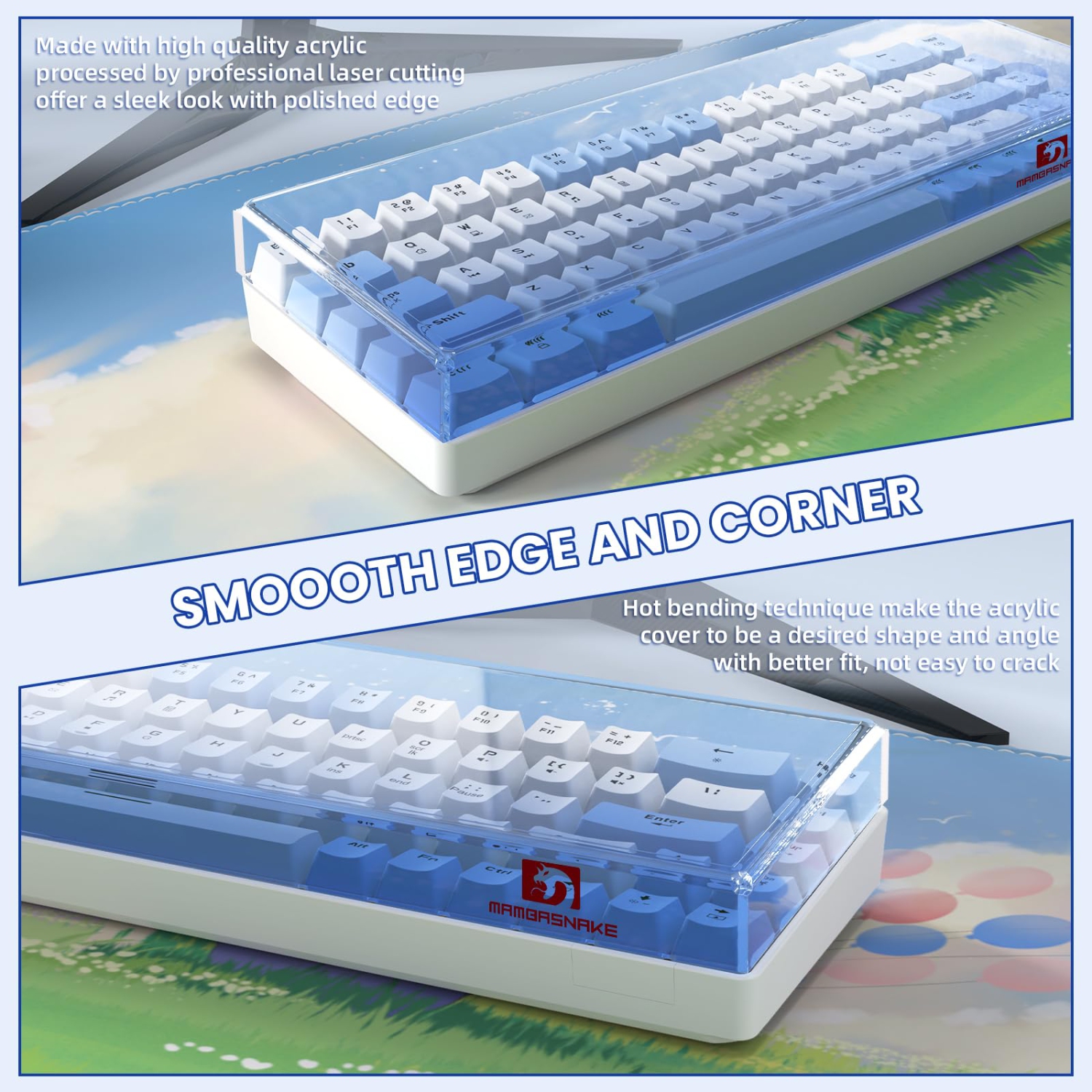 Couvercle de clavier transparent acrylique avec boîtier de protection anti-chat étanche et hermétique à la poussière pour 65% Layout 61Key 64Key