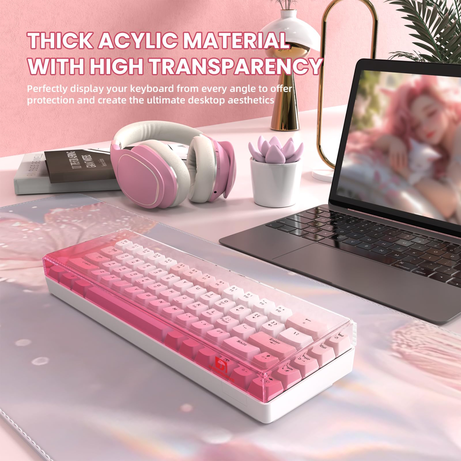 Couvercle de clavier transparent acrylique avec boîtier de protection anti-chat étanche et hermétique à la poussière pour 65% Layout 61Key 64Key