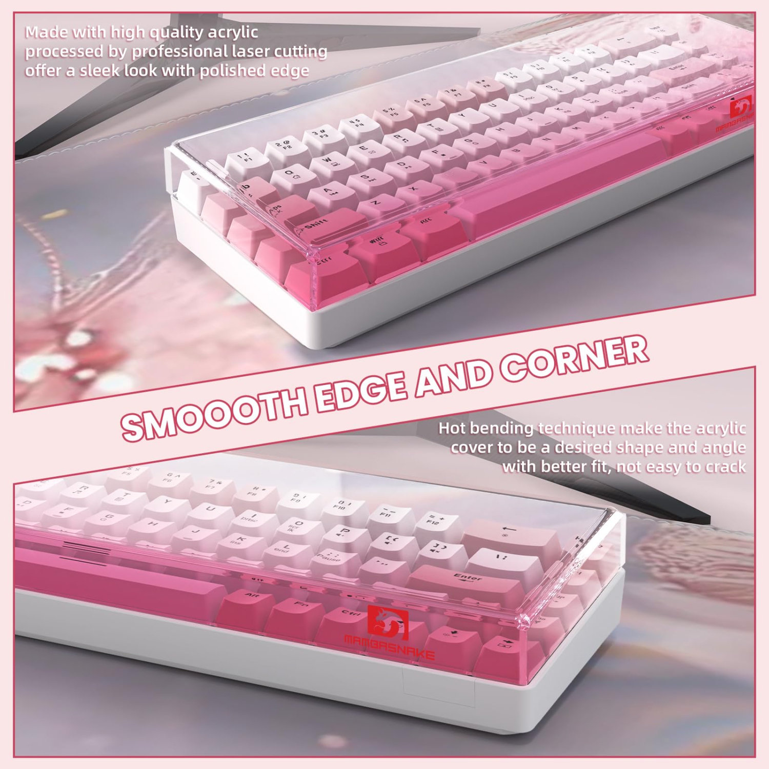 Couvercle de clavier transparent acrylique avec boîtier de protection anti-chat étanche et hermétique à la poussière pour 65% Layout 61Key 64Key