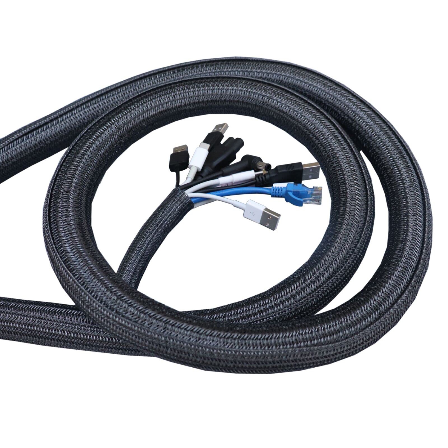 6,6&nbsp;pi - gaine de câble 1,2&nbsp;po noire, gaine de câble de système d'organisation des câbles fil Loom Split Tubing Protector