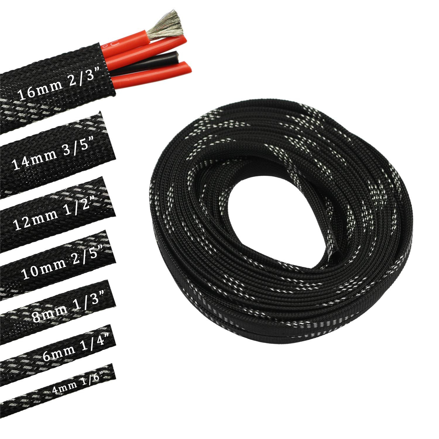 30ft PET Expandable Braided Sleeving Flexable Wire Cable Sleeve