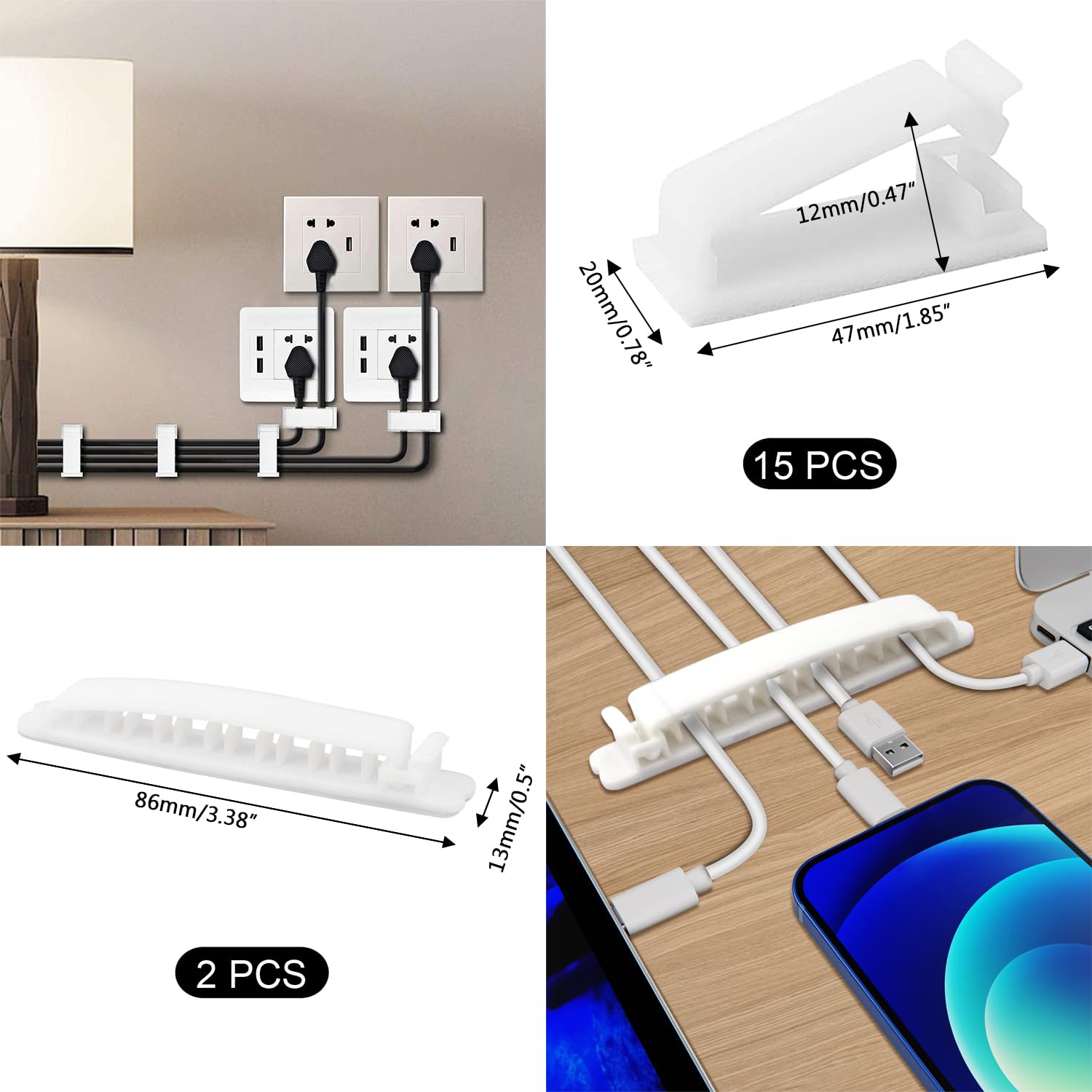 200PCS Cable Management Kit,4 Cable Sleeves,37 Cable Clips,7 Cable Holders,10 Zip Tie Mounts,20 Cable Clip Nails,100 Cable Fastening Ties,20+2 Roll