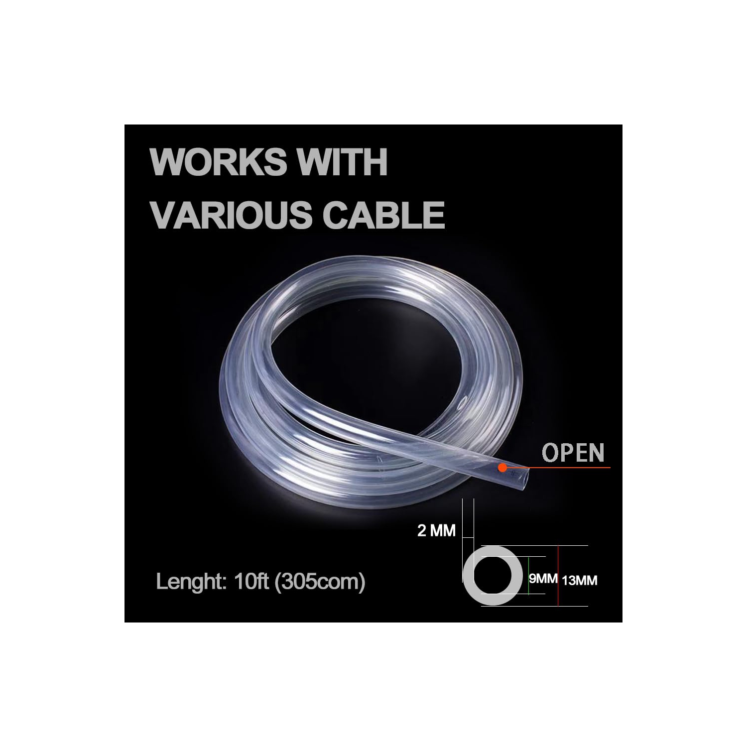 Dog and Cat Cord Protector, 10 ft/ 2mm Thick Pet Wire Flexible Cable Sleeve, for USB Charger Cable Power Cord Audio Video Cable, Unscented, Odorless