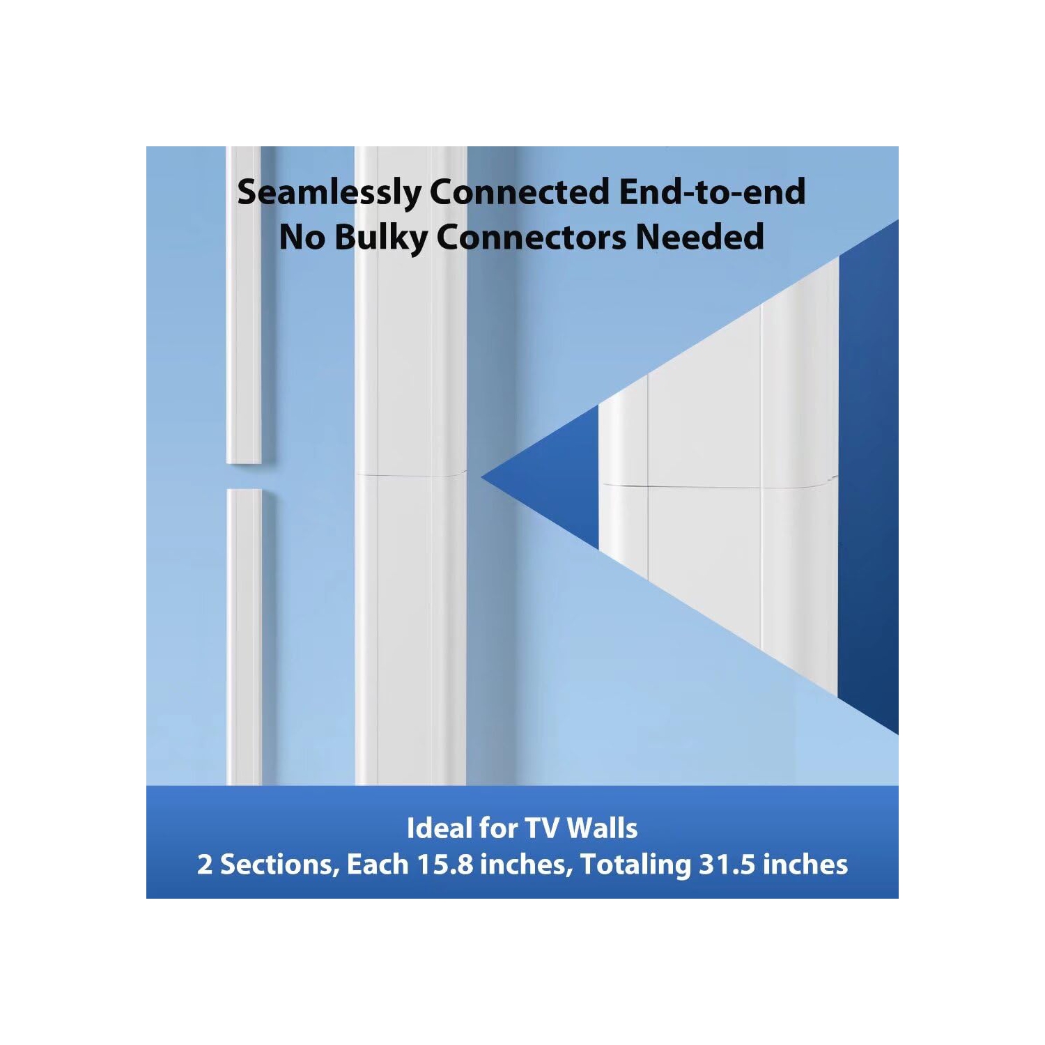 Cache-câble pour téléviseur mural, cache-cernes 31,5 po, cache-câble pour téléviseur mural, cache-câble mural à peindre, trousse de chemin de