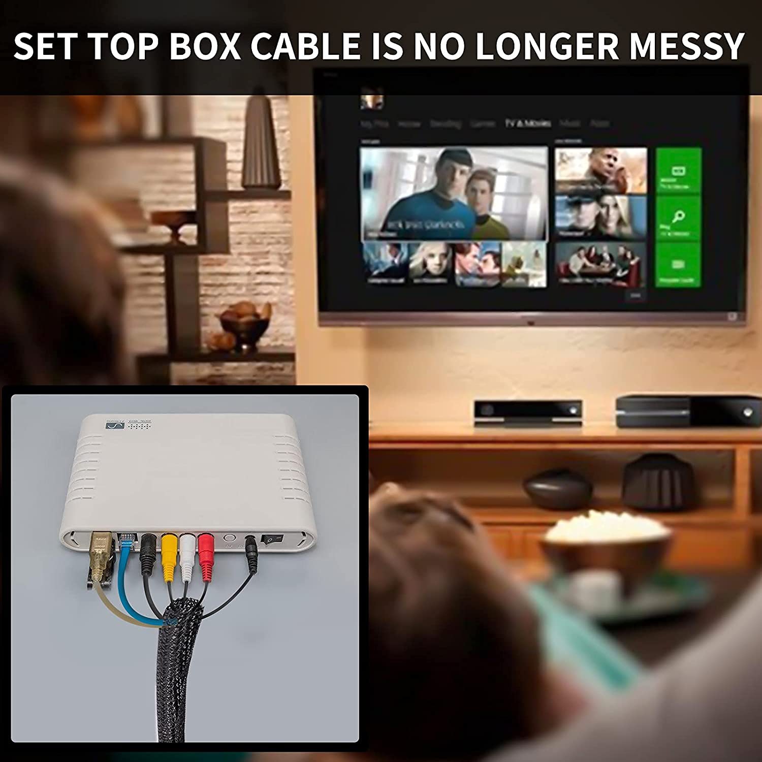 Black Cable Tidy Sleeve 16ft-1/2 inch, Cable Organizer for Desk, Computer Wire Protector Cable Wrap Cover, Cord Management with 10 PCS Reusable Cable