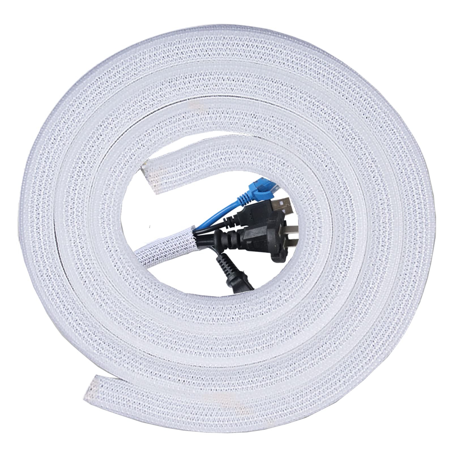 10ft - 4/5 inch Cable Sleeve Cover White, Cable Management Wire Loom Cord Protector