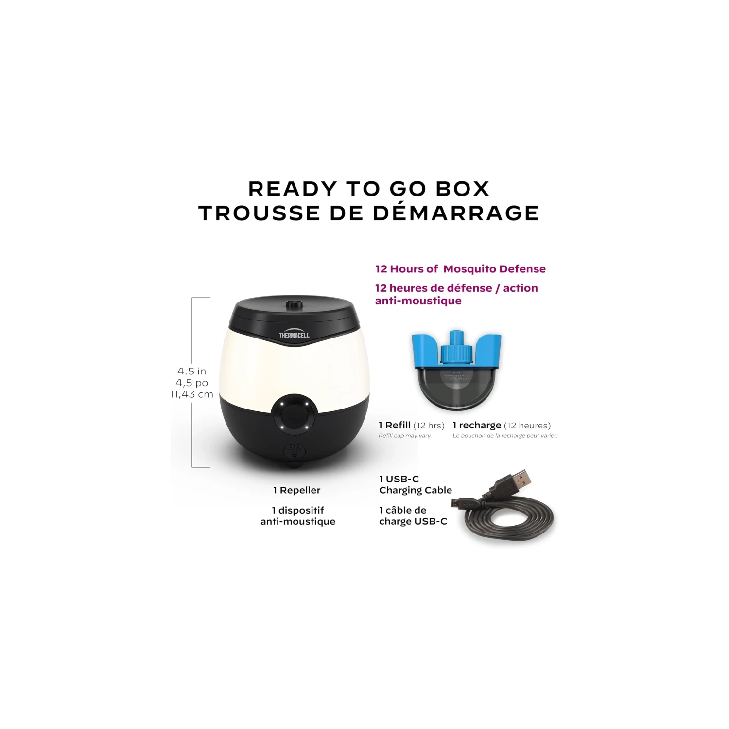 Écran de terrasse rechargeable ThermaCELL série E : Protection contre les moustiques de 20 pi, recharge de 12 heures, sans vaporisateur ou parfum