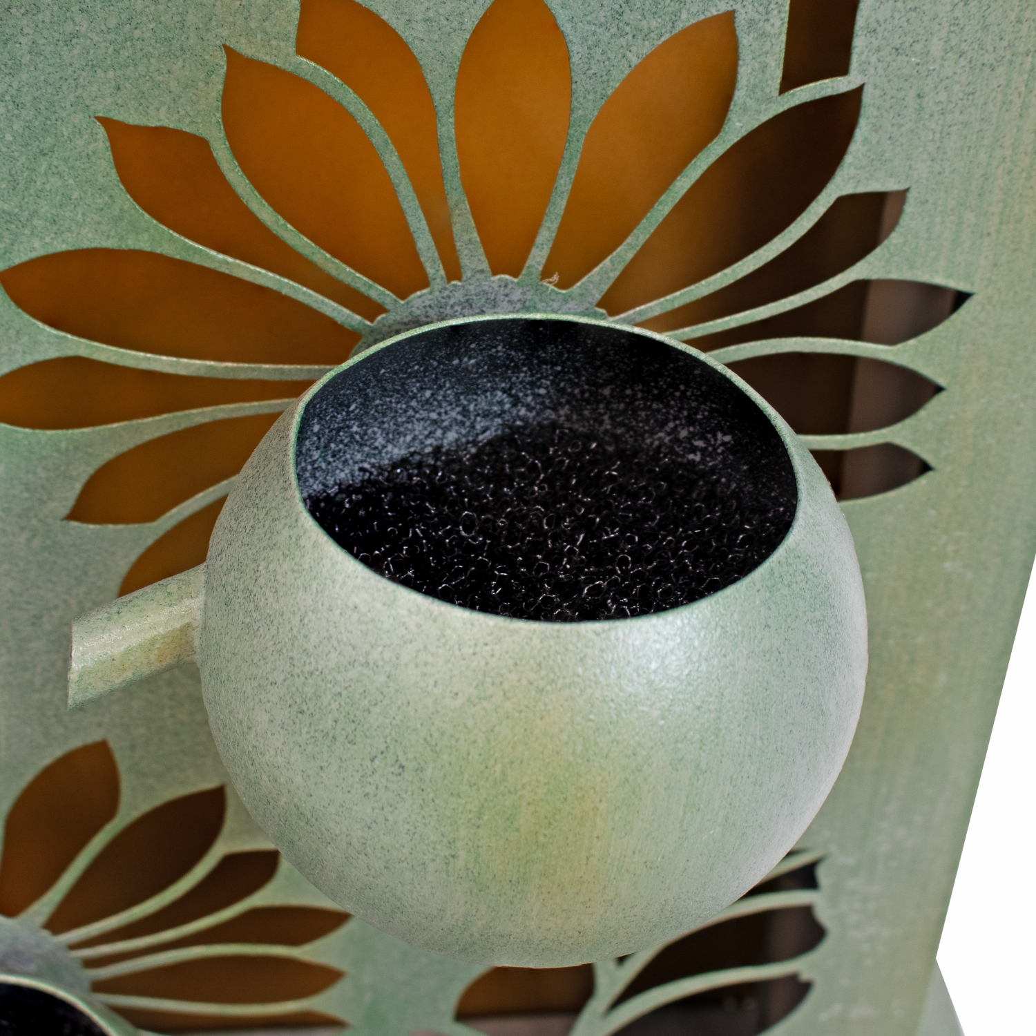 Sunnydaze Sunflower Fields Steel Outdoor Water Fountain with LEDs - 48.5"