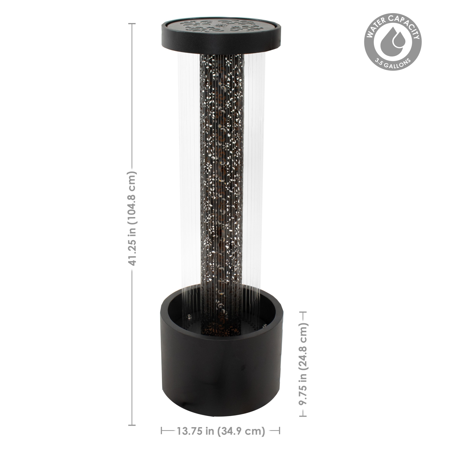 Sunnydaze Glittering Rain Zinc Outdoor Water Fountain with LEDs - 41.25"