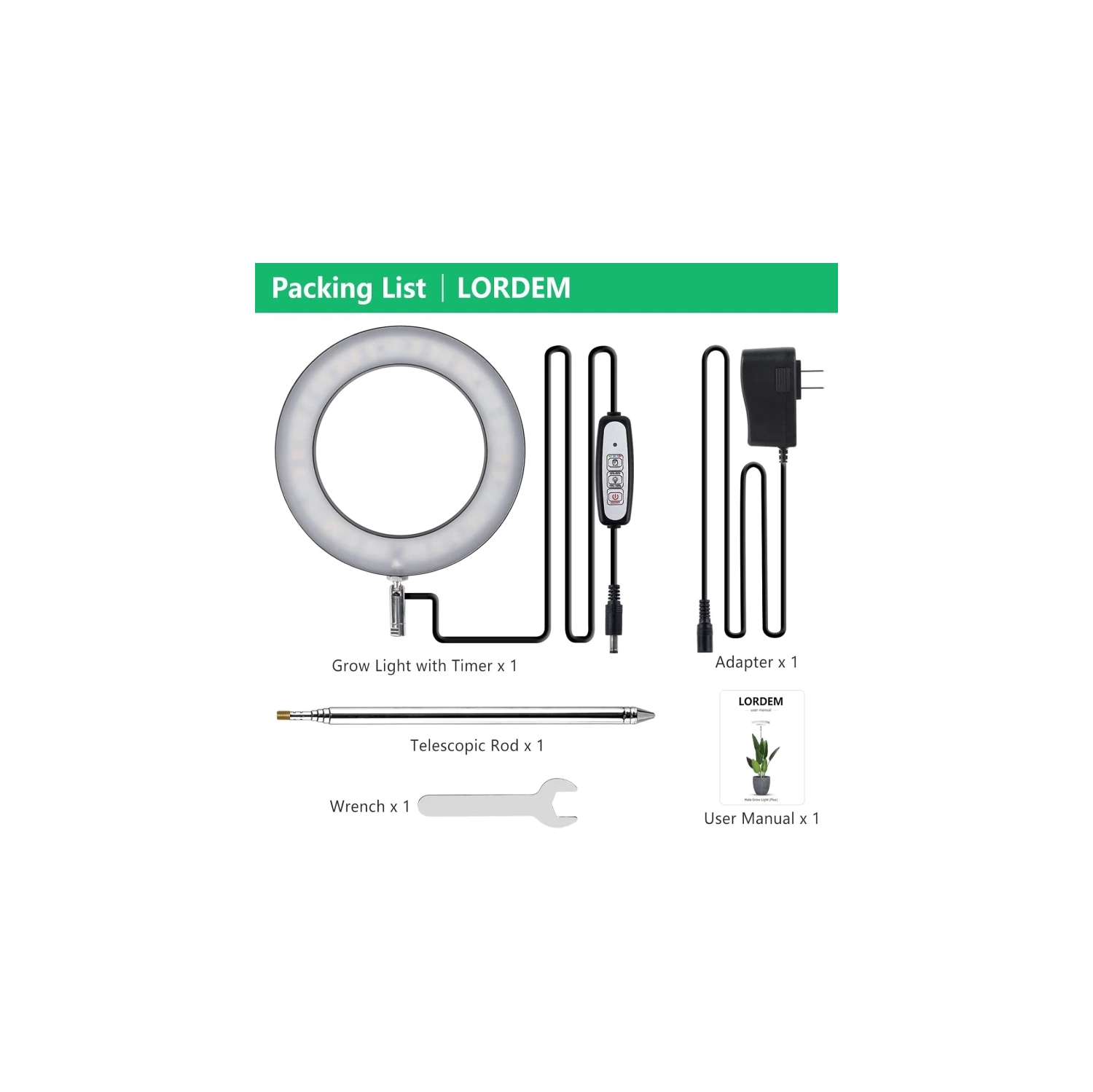 Lampe de culture DEL à spectre complet : Luminosité réglable, minuterie marche/arrêt automatique, hauteur réglable, idéal pour les grandes plantes